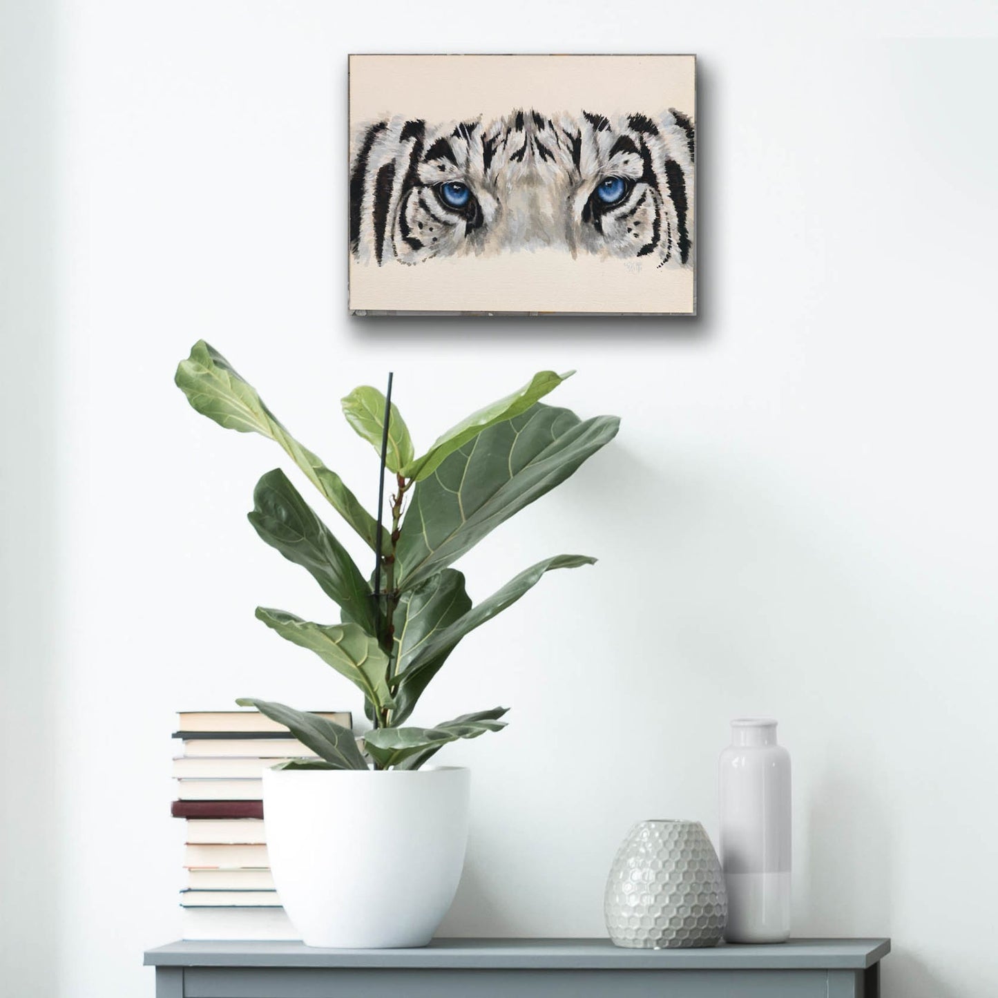 Epic Art 'Eye-Catching White Tiger' by Barbara Keith, Acrylic Glass Wall Art,16x12