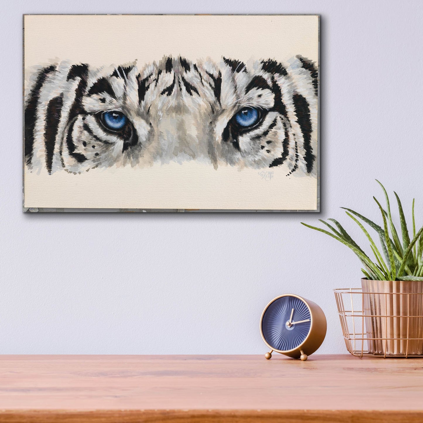 Epic Art 'Eye-Catching White Tiger' by Barbara Keith, Acrylic Glass Wall Art,16x12