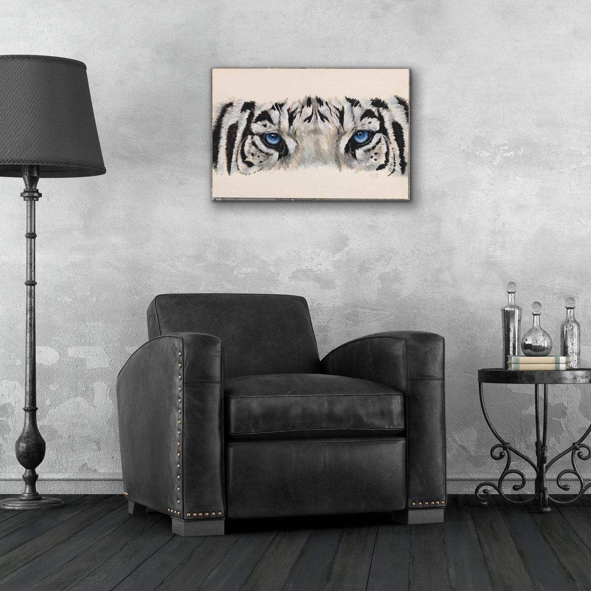 Eye-Catching White Tiger by Barbara Keith - 24x16 acrylic wall art in a room