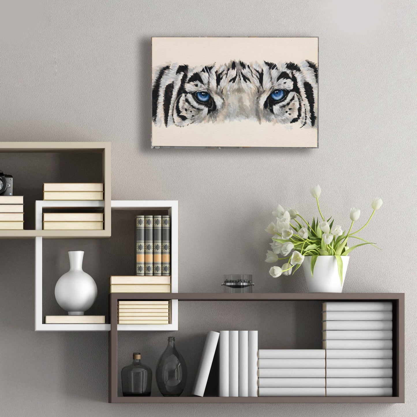 Epic Art 'Eye-Catching White Tiger' by Barbara Keith, Acrylic Glass Wall Art,24x16