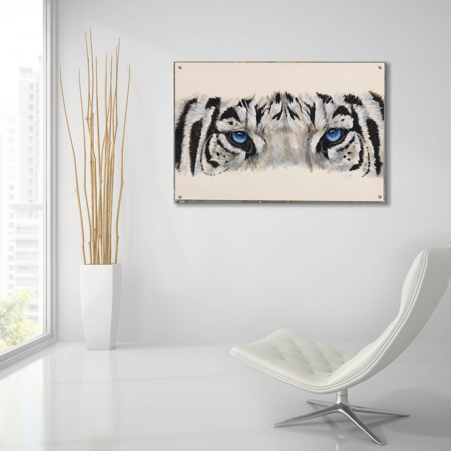 Epic Art 'Eye-Catching White Tiger' by Barbara Keith, Acrylic Glass Wall Art,36x24