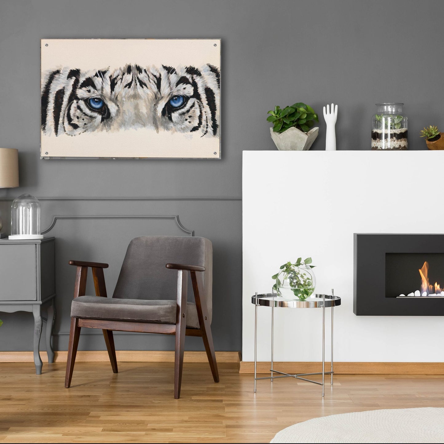 Epic Art 'Eye-Catching White Tiger' by Barbara Keith, Acrylic Glass Wall Art,36x24