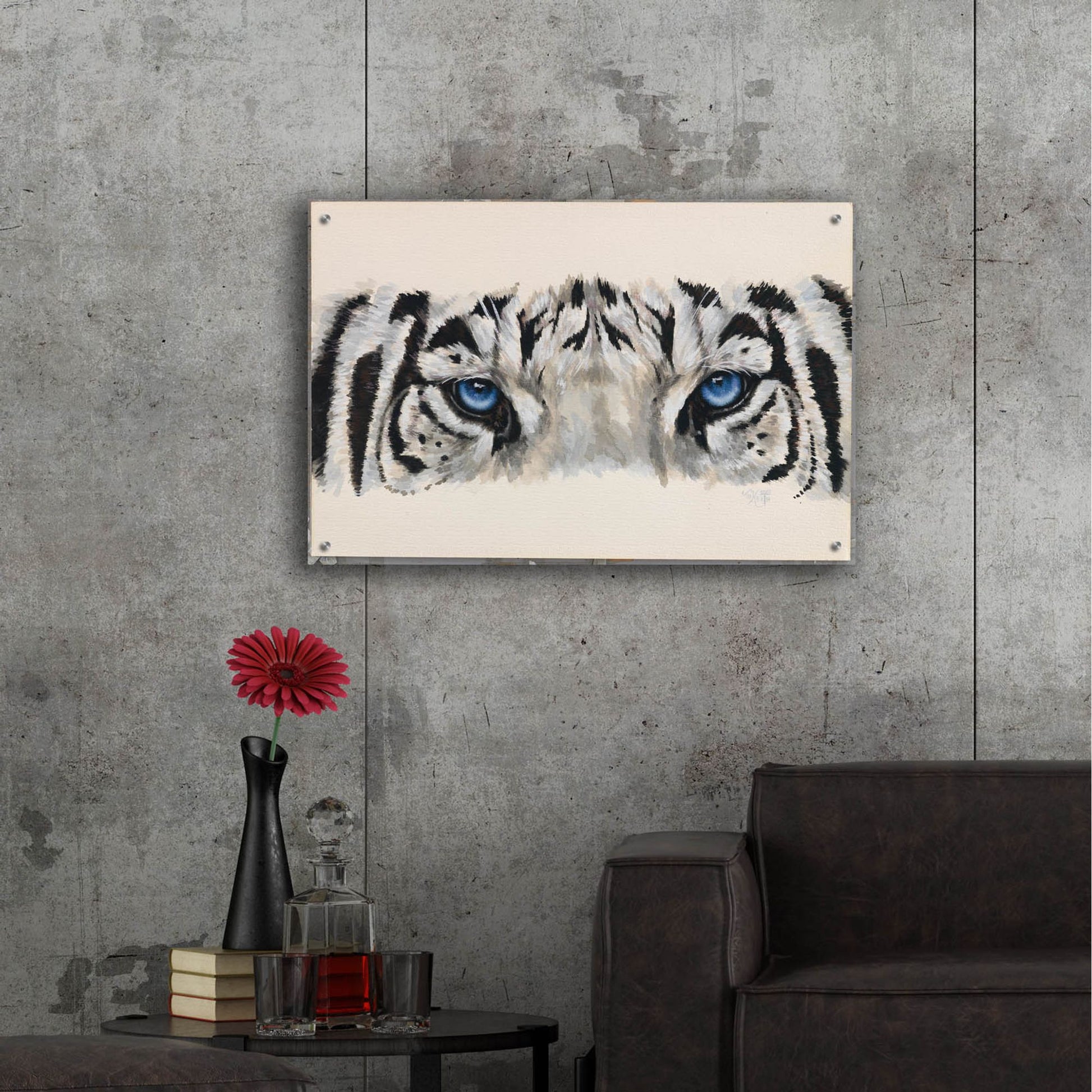 Epic Art 'Eye-Catching White Tiger' by Barbara Keith, Acrylic Glass Wall Art,36x24