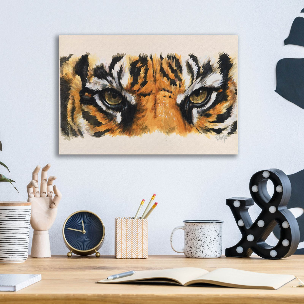 Eye-Catching Tiger by Barbara Keith - 16x12 acrylic wall art in a room