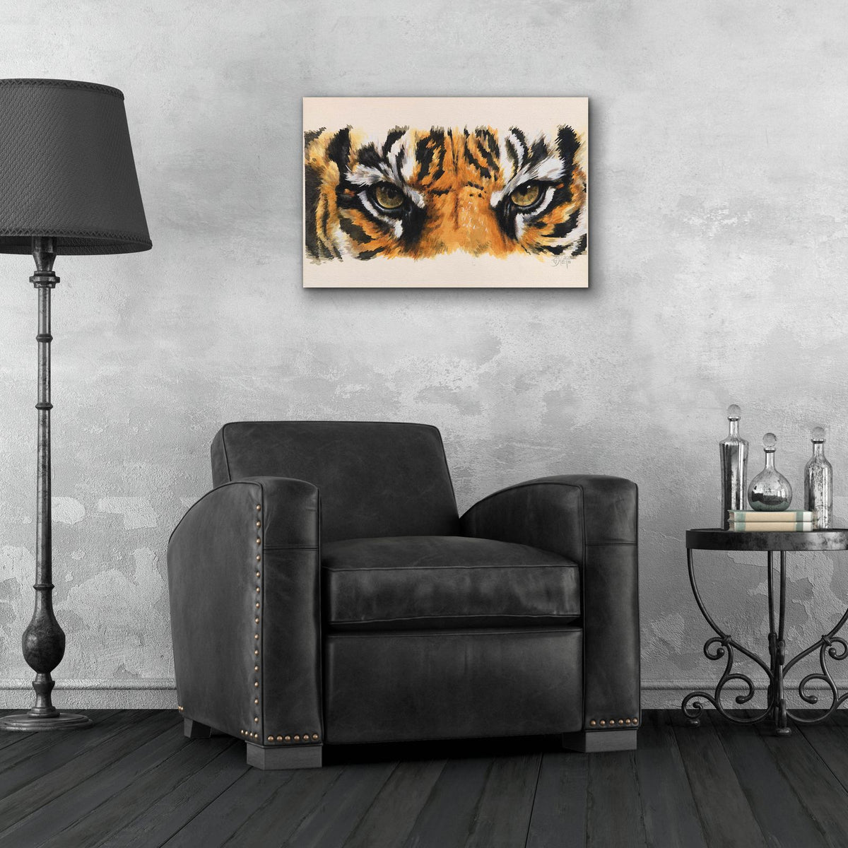 Eye-Catching Tiger by Barbara Keith - 24x16 acrylic wall art in a room