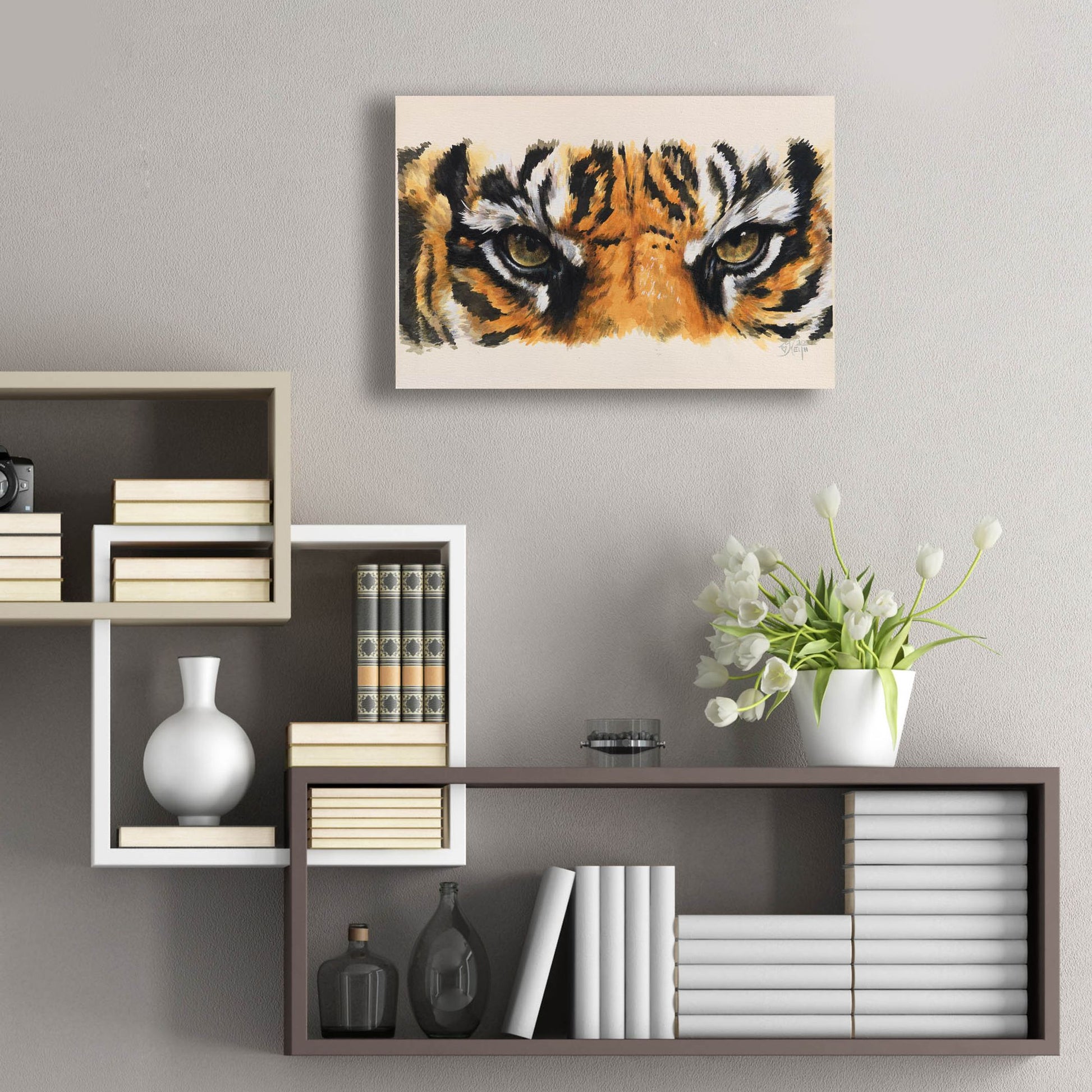 Epic Art 'Eye-Catching Tiger' by Barbara Keith, Acrylic Glass Wall Art,24x16