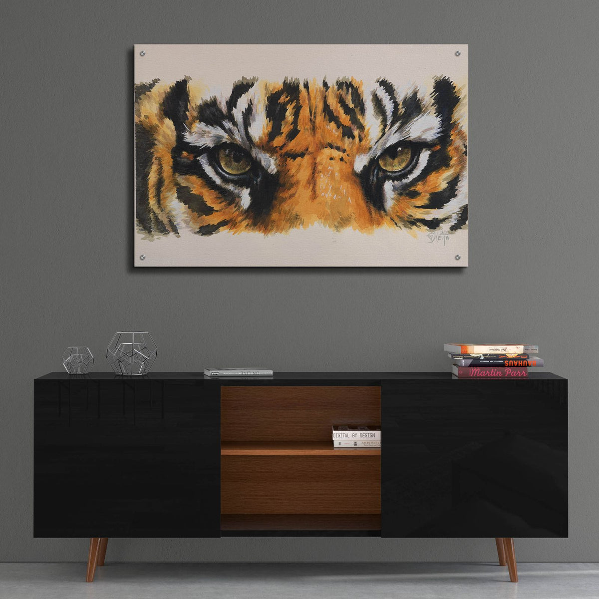 Eye-Catching Tiger by Barbara Keith - 36x24 acrylic wall art in a room