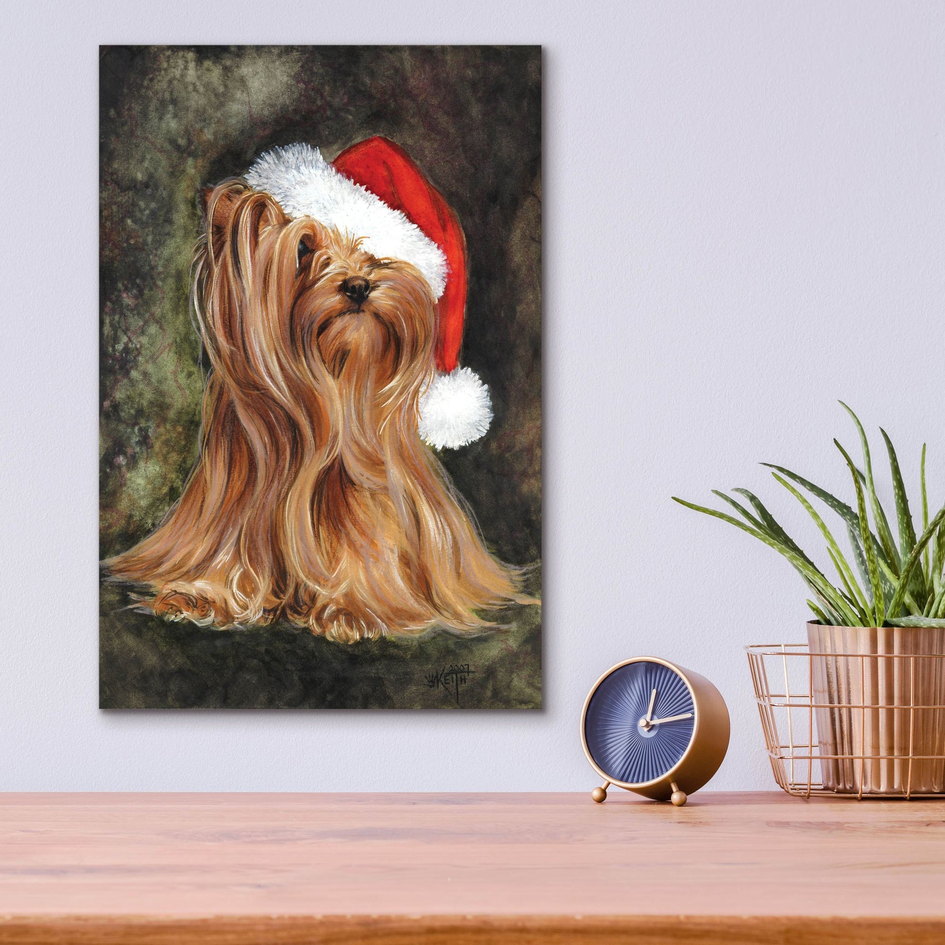 Epic Art 'Noel - Yorkshire Terrier' by Barbara Keith, Acrylic Glass Wall Art,12x16