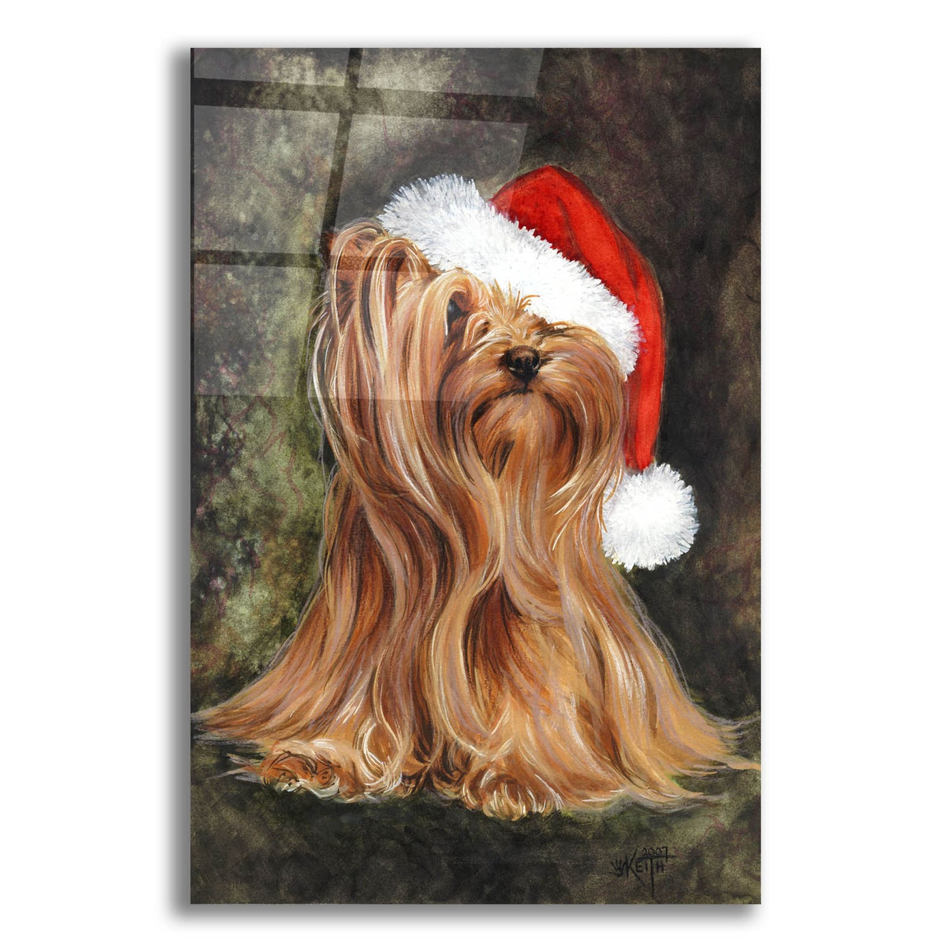 Epic Art 'Noel - Yorkshire Terrier' by Barbara Keith, Acrylic Glass Wall Art,12x16