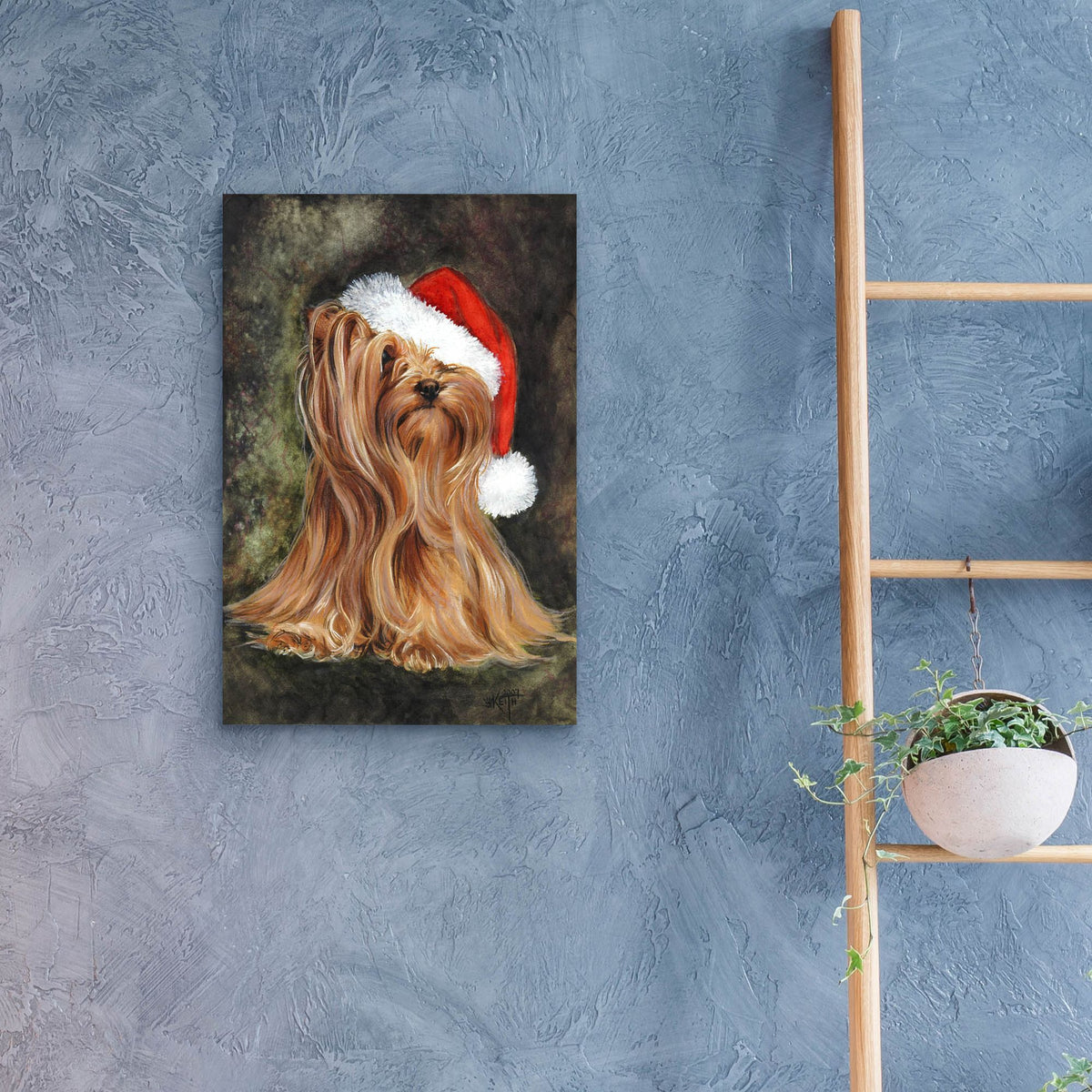 Epic Art 'Noel - Yorkshire Terrier' by Barbara Keith, Acrylic Glass Wall Art,16x24