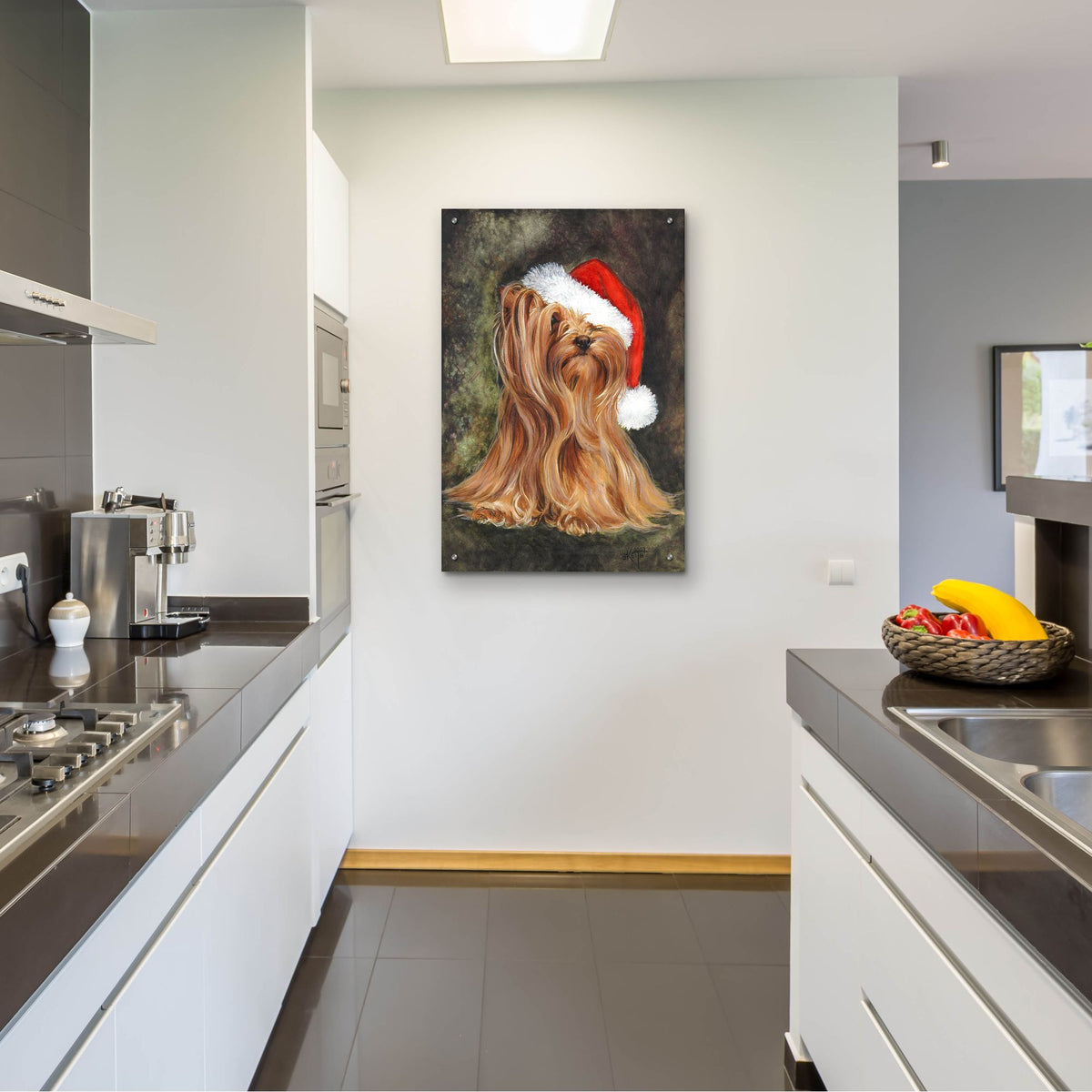 Epic Art 'Noel - Yorkshire Terrier' by Barbara Keith, Acrylic Glass Wall Art,24x36