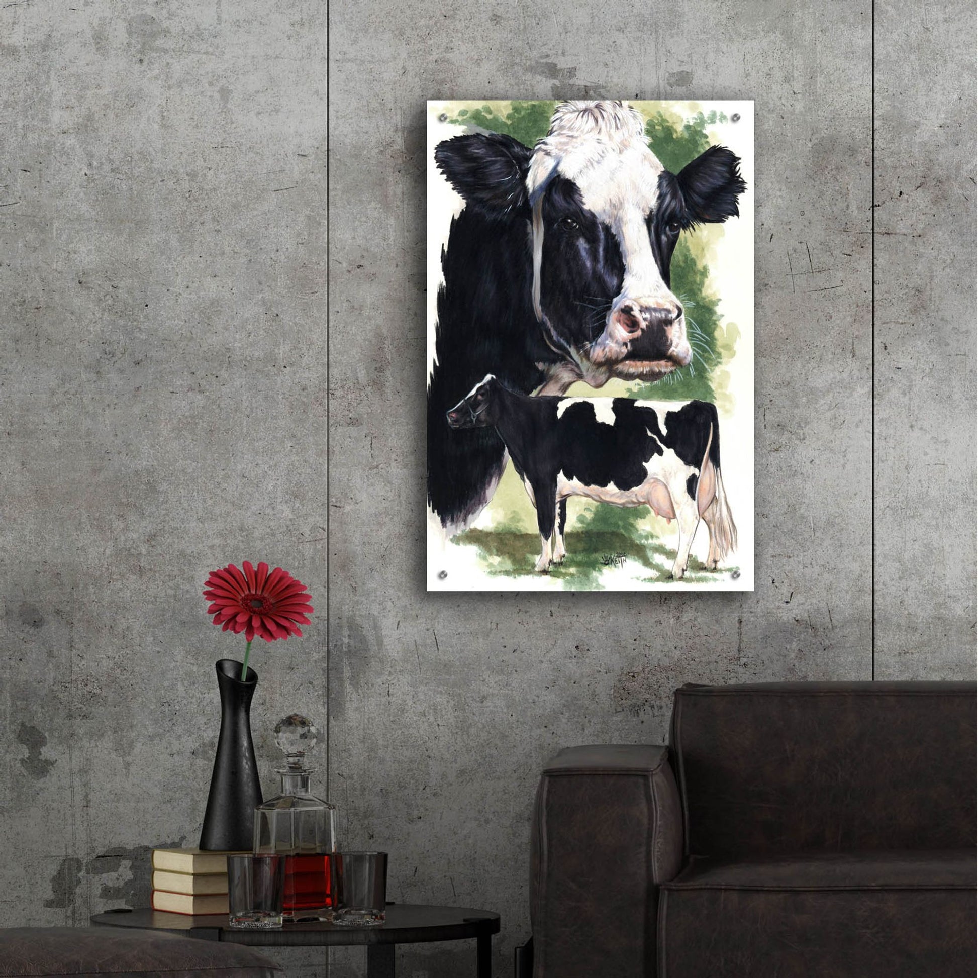 Epic Art 'Holstein Cow' by Barbara Keith, Acrylic Glass Wall Art,24x36