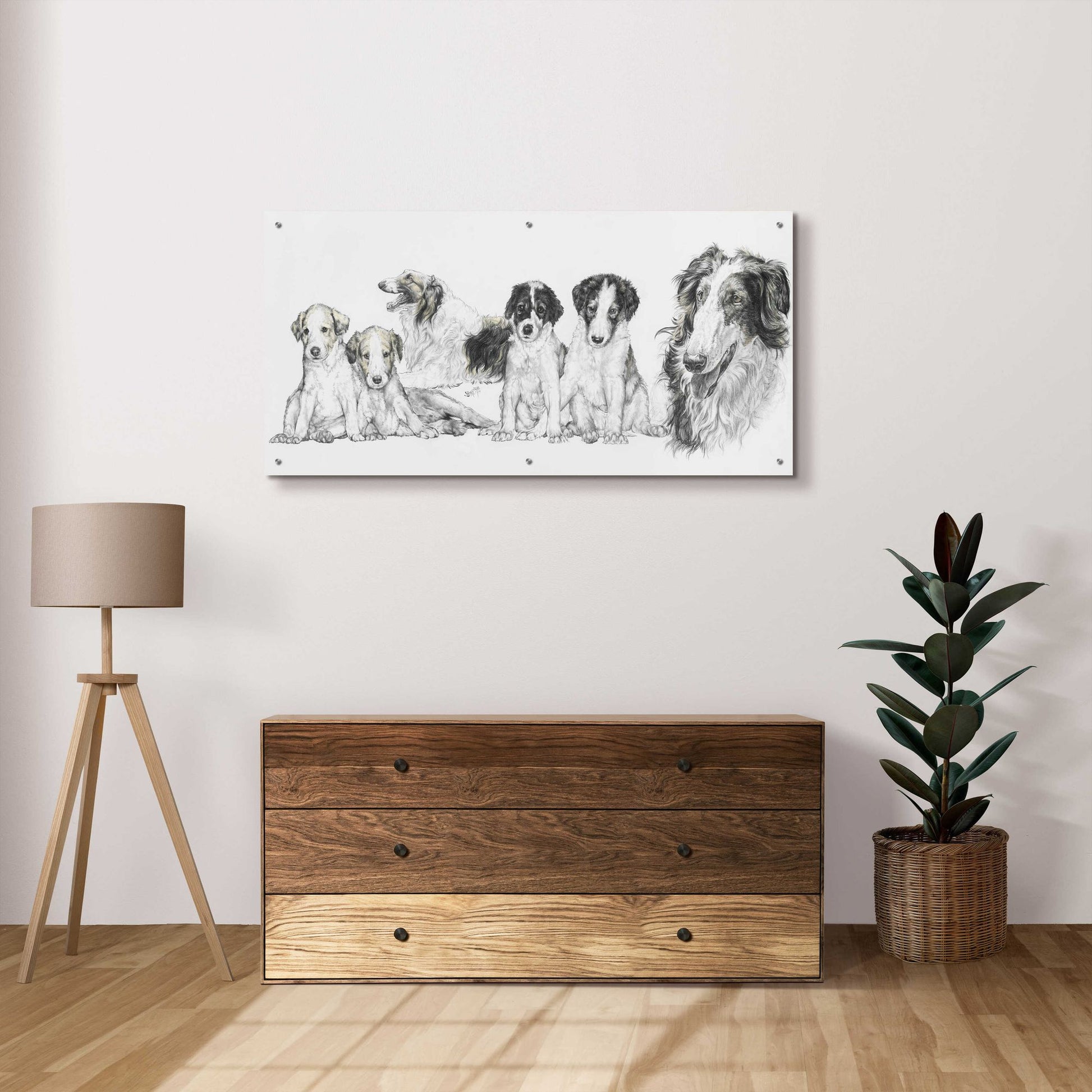 Epic Art 'Growing Up Borzoi' by Barbara Keith, Acrylic Glass Wall Art,48x24