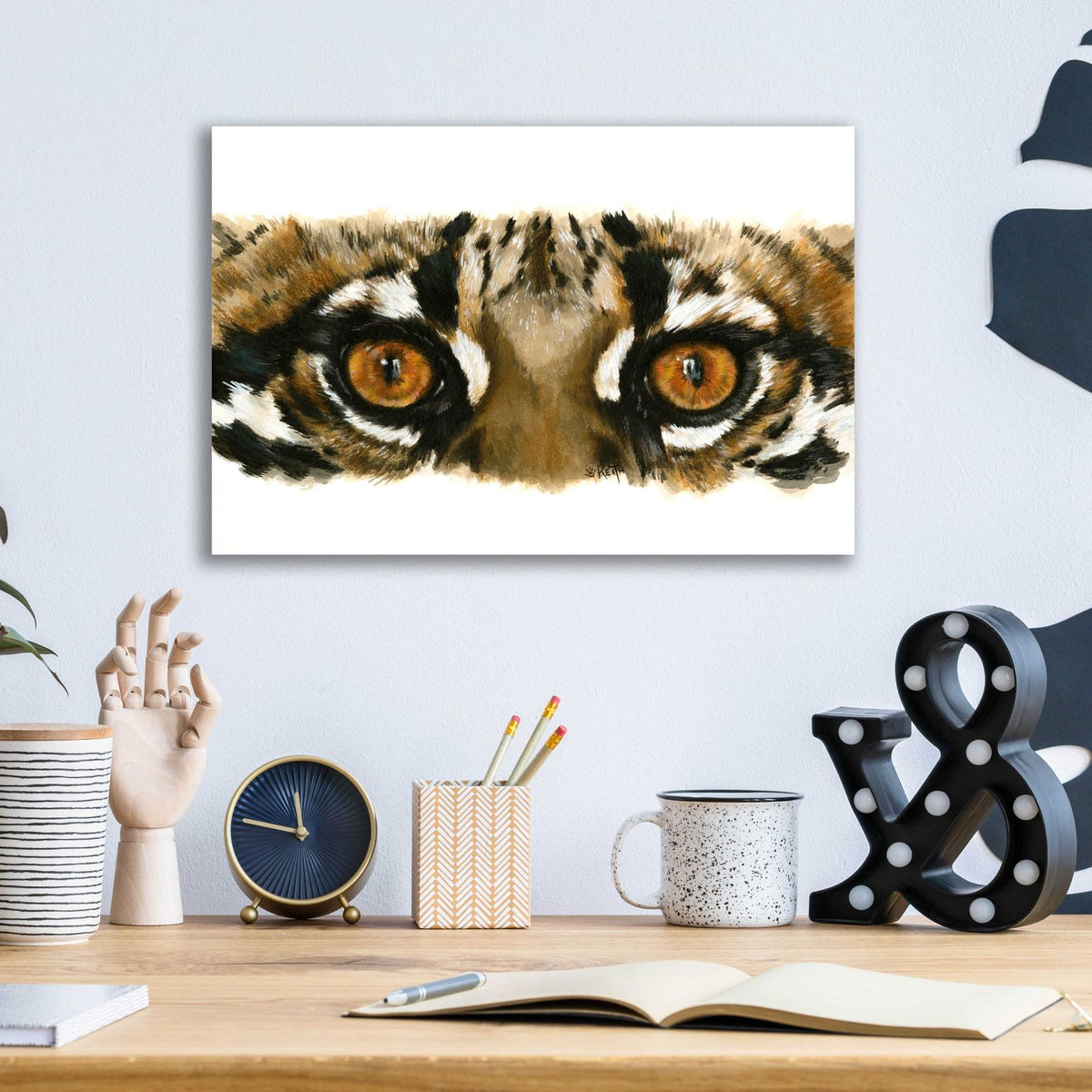 Eye Catching Ocelot by Barbara Keith - 16x12 acrylic wall art in a room