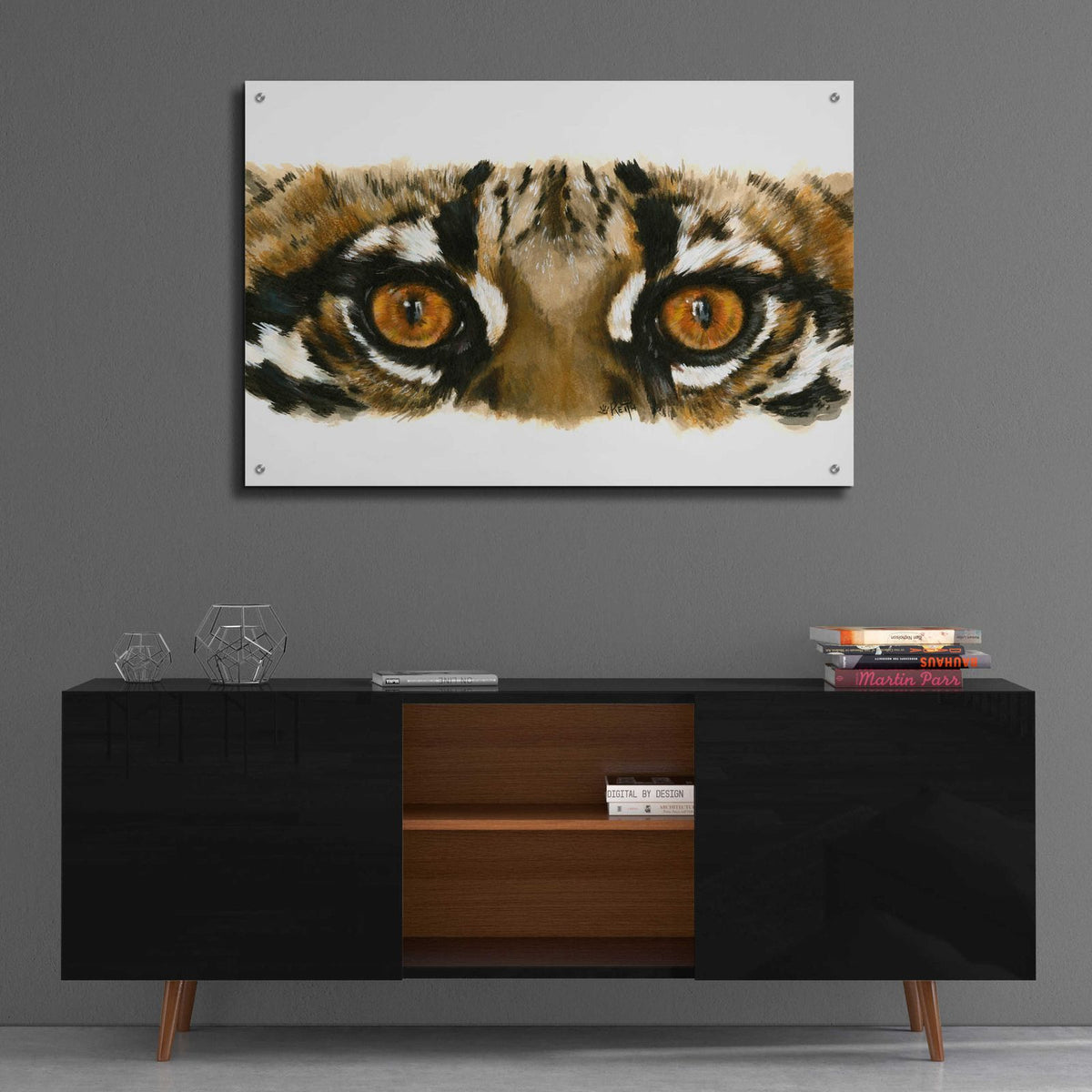 Eye Catching Ocelot by Barbara Keith - 36x24 acrylic wall art in a room