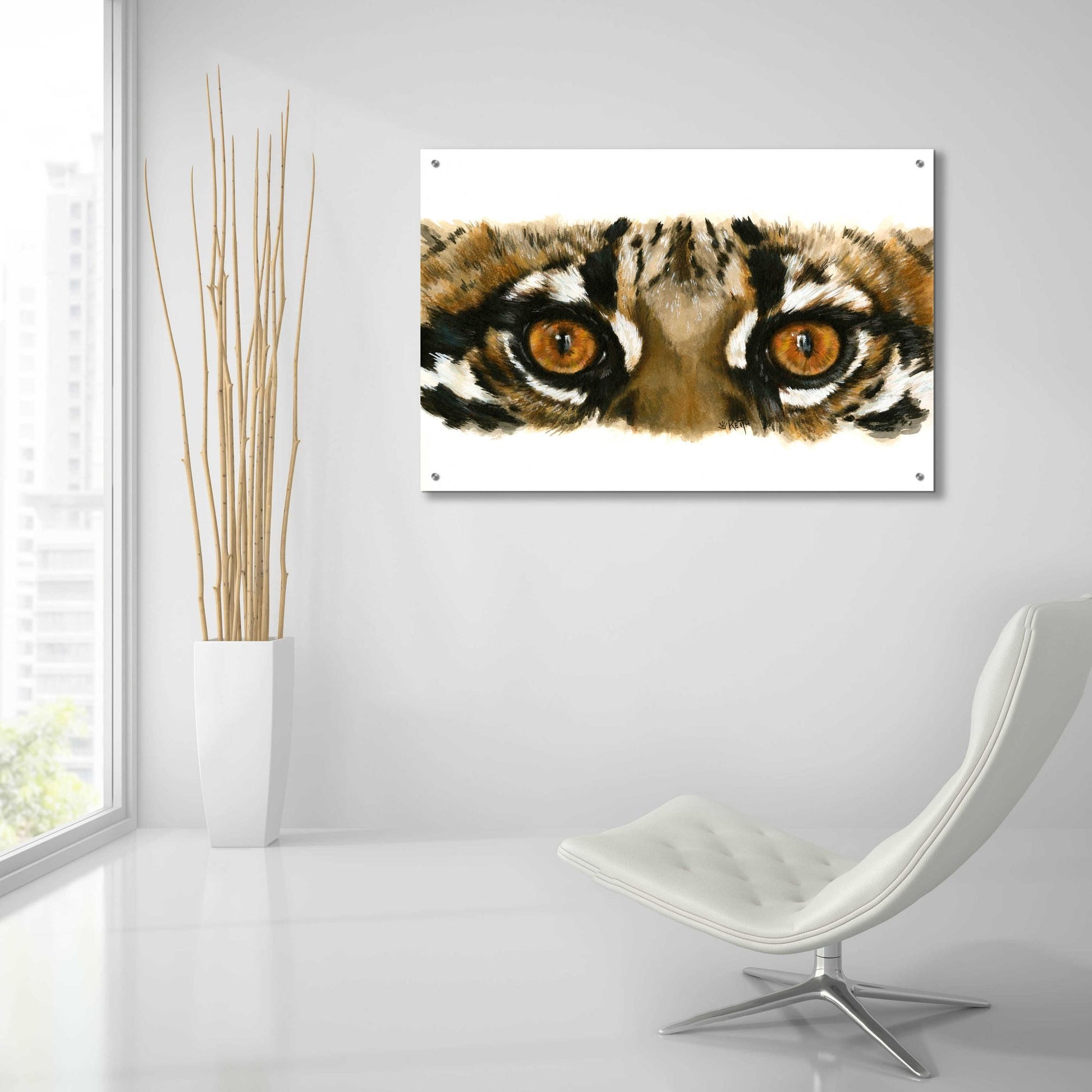 Epic Art 'Eye Catching Ocelot' by Barbara Keith, Acrylic Glass Wall Art,36x24