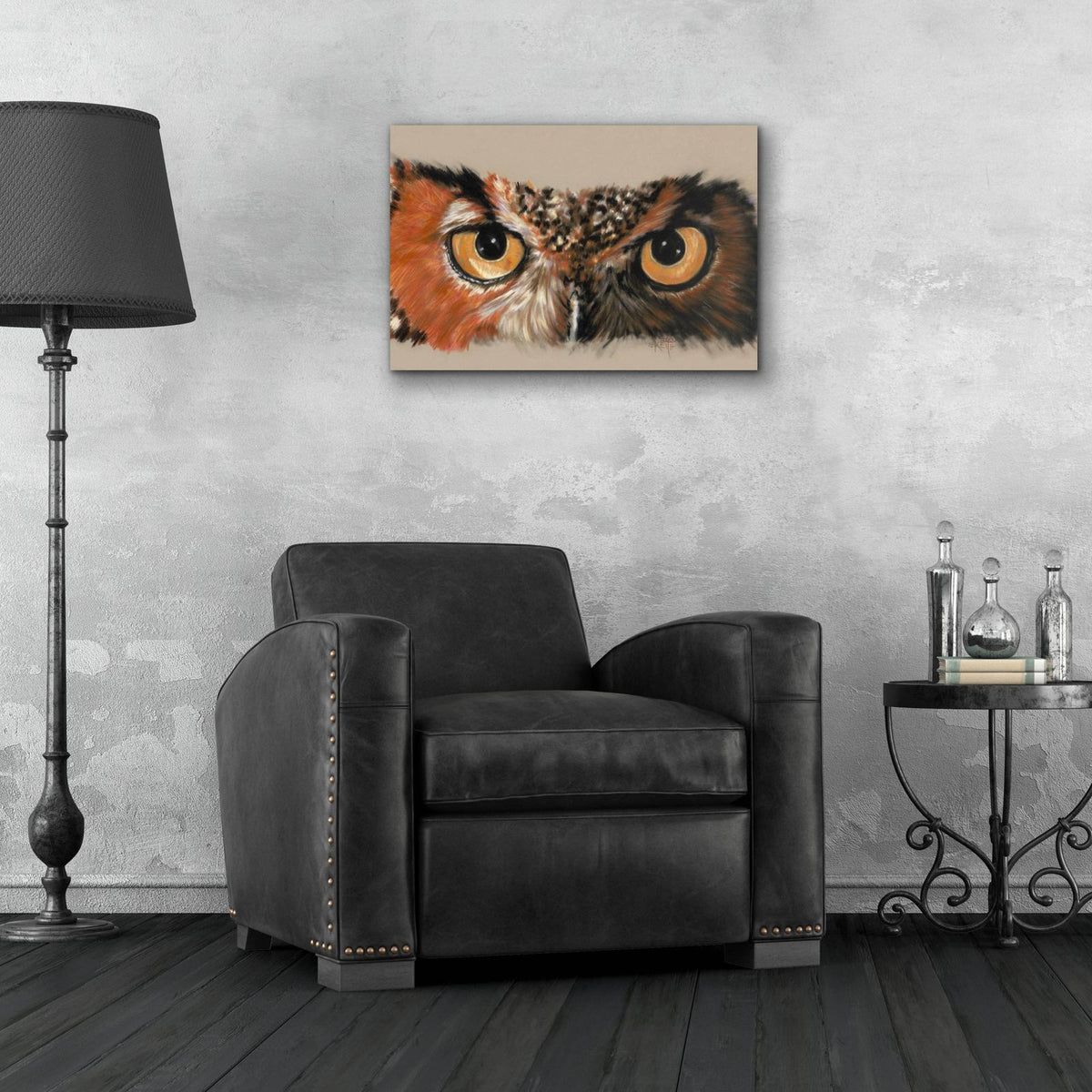 Great Horned Owl by Barbara Keith - 24x16 acrylic wall art in a room