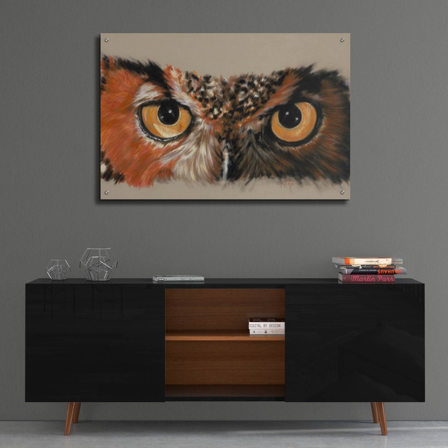 Epic Art 'Great Horned Owl' by Barbara Keith, Acrylic Glass Wall Art,36x24