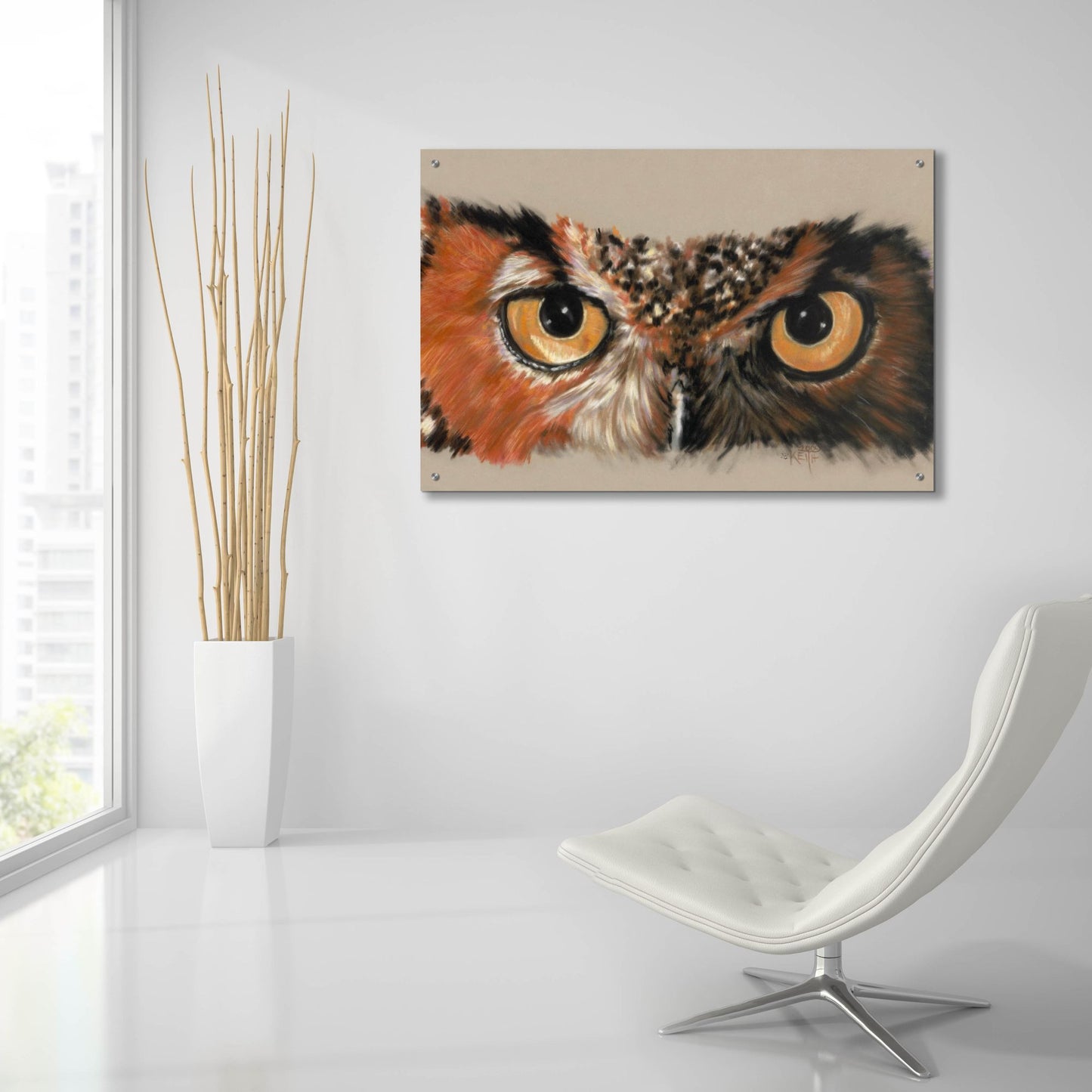 Epic Art 'Great Horned Owl' by Barbara Keith, Acrylic Glass Wall Art,36x24