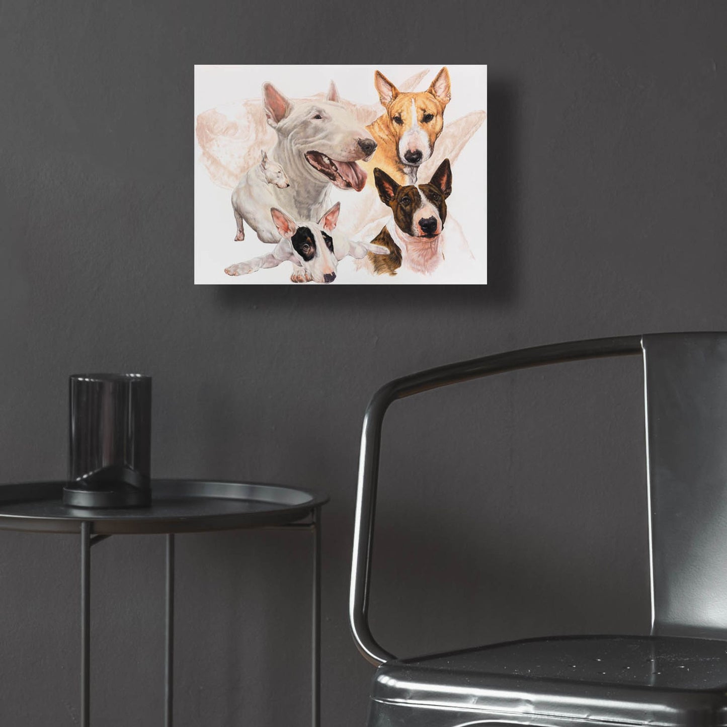 Epic Art 'Bull Terrier with Ghost Image' by Barbara Keith, Acrylic Glass Wall Art,16x12