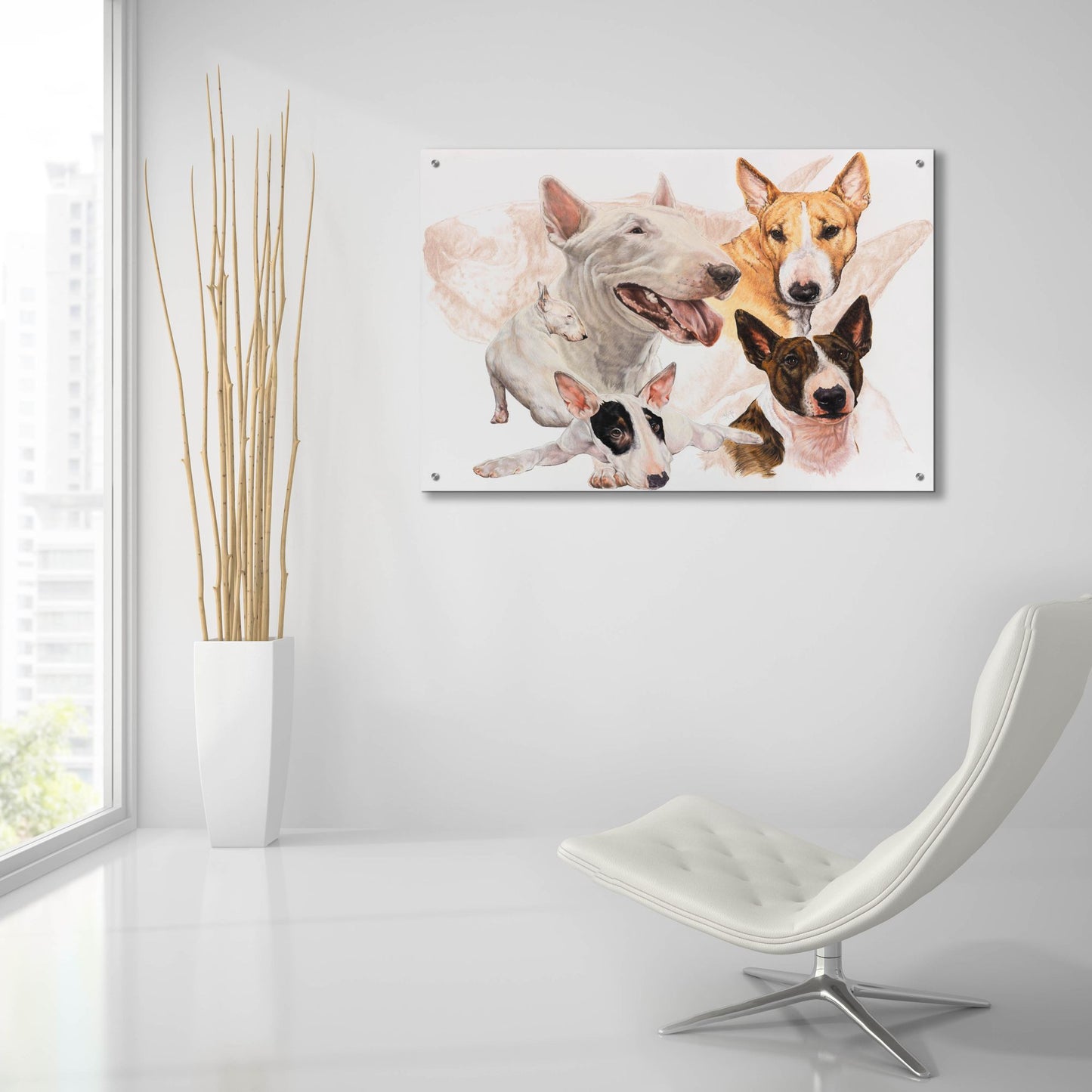 Epic Art 'Bull Terrier with Ghost Image' by Barbara Keith, Acrylic Glass Wall Art,36x24