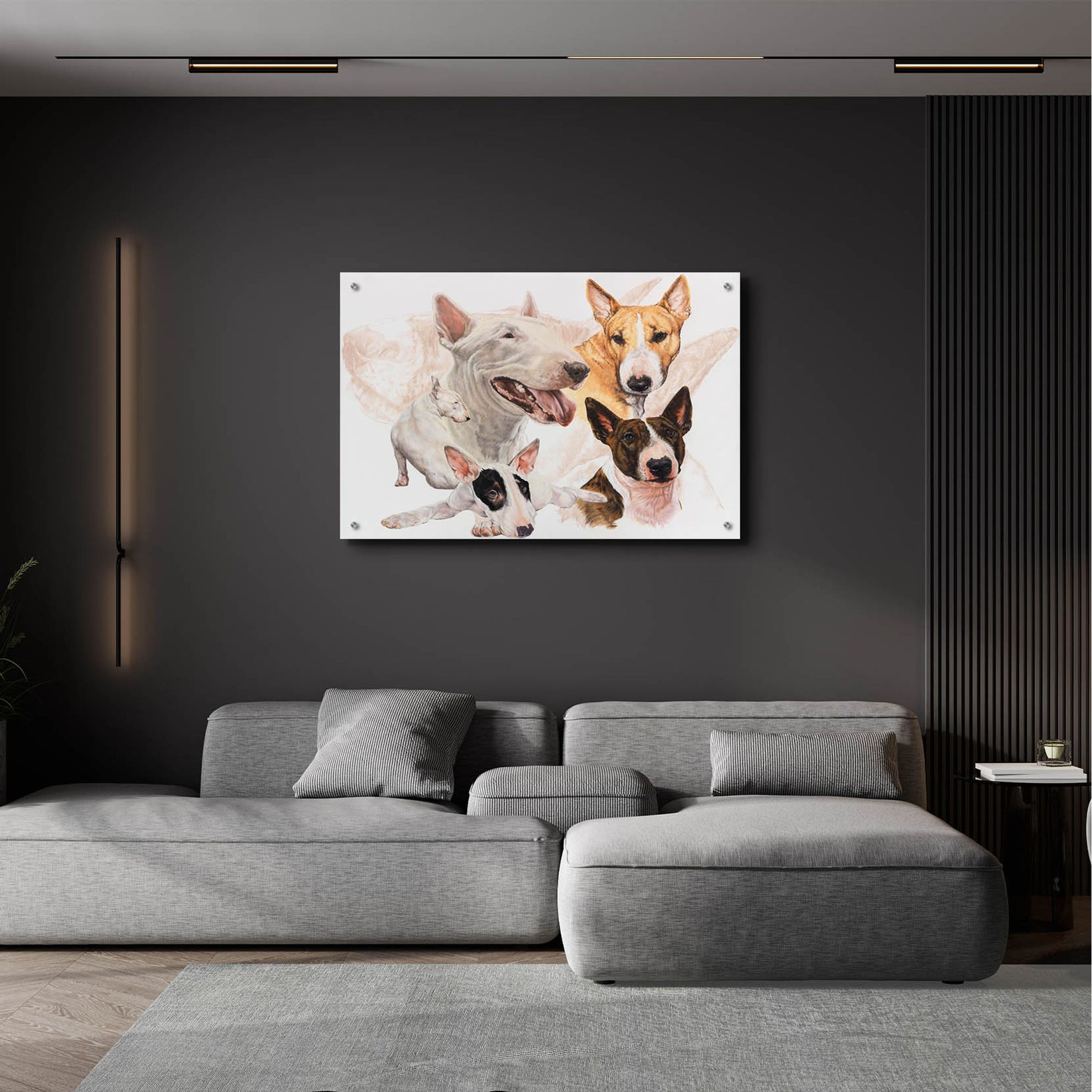 Epic Art 'Bull Terrier with Ghost Image' by Barbara Keith, Acrylic Glass Wall Art,36x24