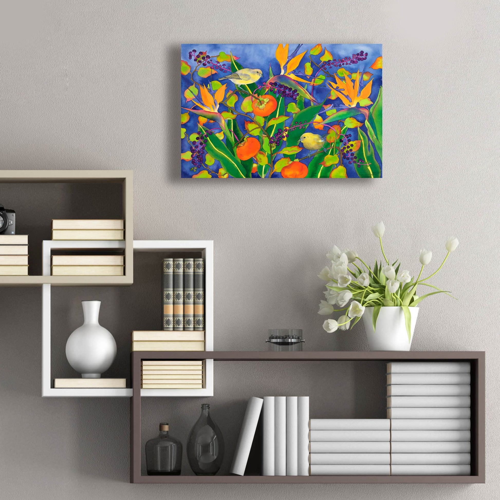 Epic Art 'Amakihi Delight' by Carissa Luminess, Acrylic Glass Wall Art,24x16