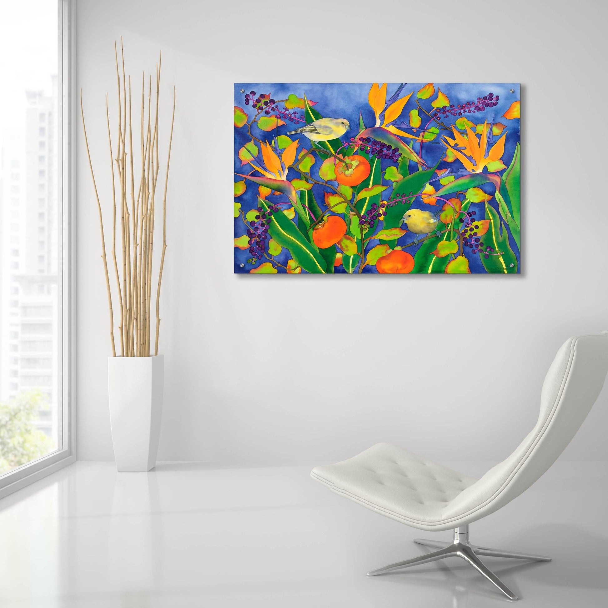 Epic Art 'Amakihi Delight' by Carissa Luminess, Acrylic Glass Wall Art,36x24