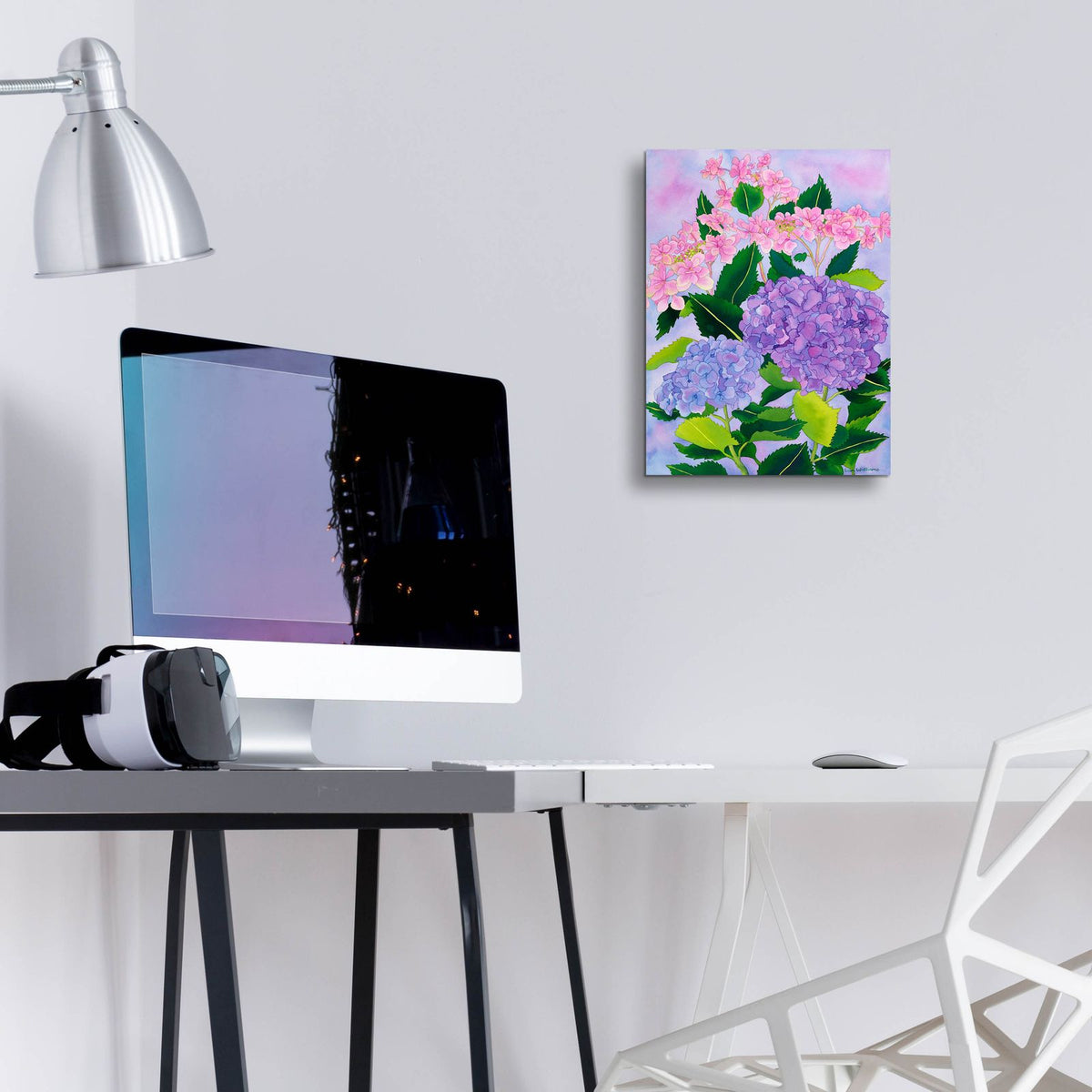 Hydrangea Wonder by Carissa Luminess - 12x16 acrylic wall art in a room
