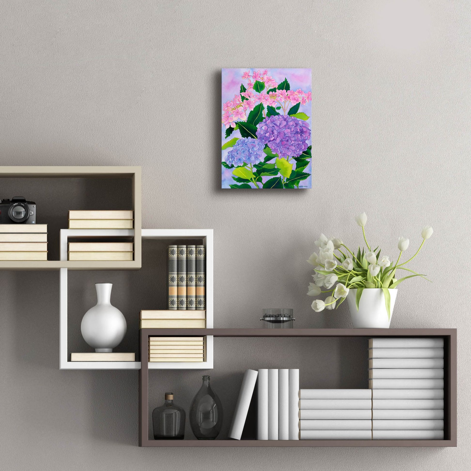 Epic Art 'Hydrangea Wonder' by Carissa Luminess, Acrylic Glass Wall Art,12x16