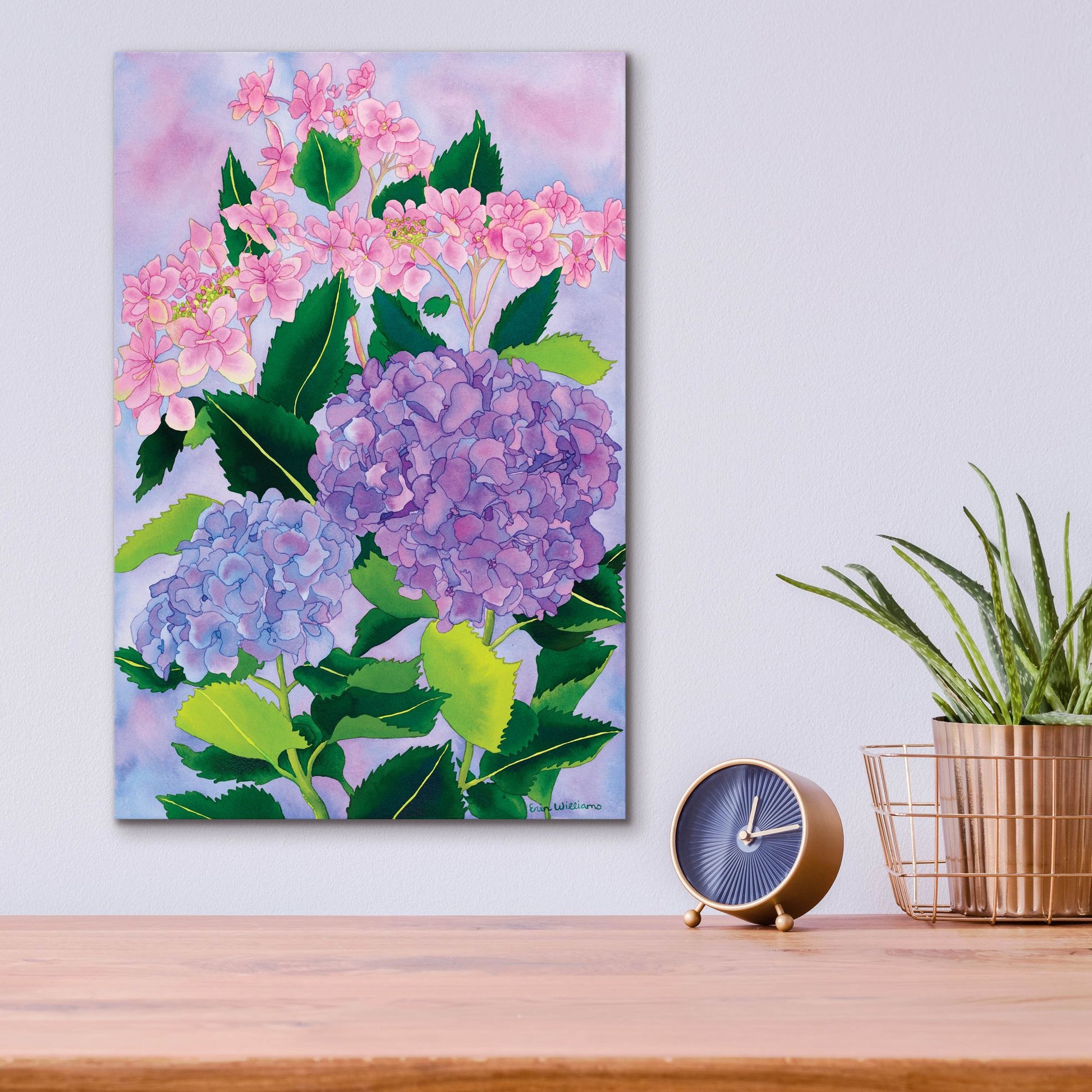 Epic Art 'Hydrangea Wonder' by Carissa Luminess, Acrylic Glass Wall Art,12x16