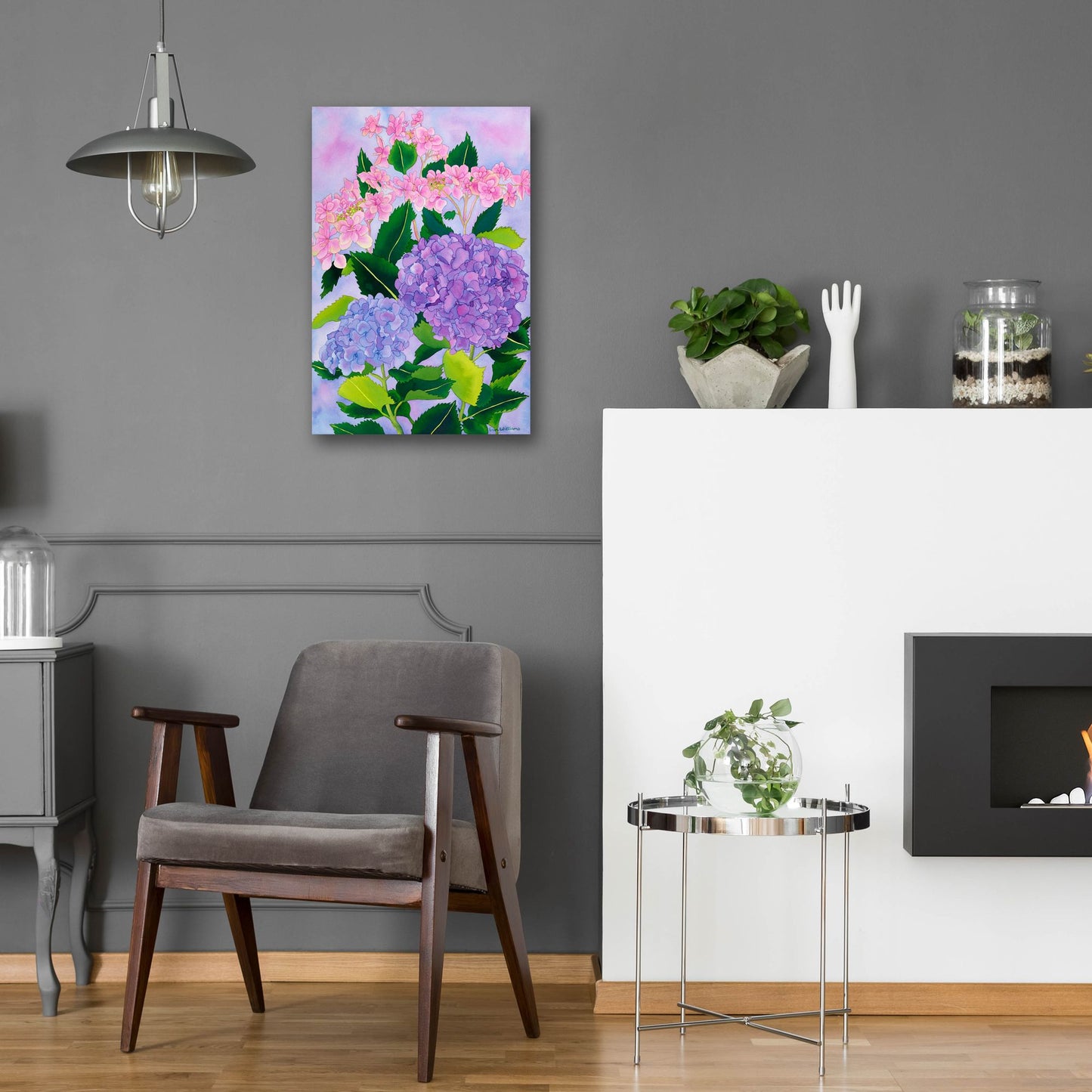 Epic Art 'Hydrangea Wonder' by Carissa Luminess, Acrylic Glass Wall Art,16x24