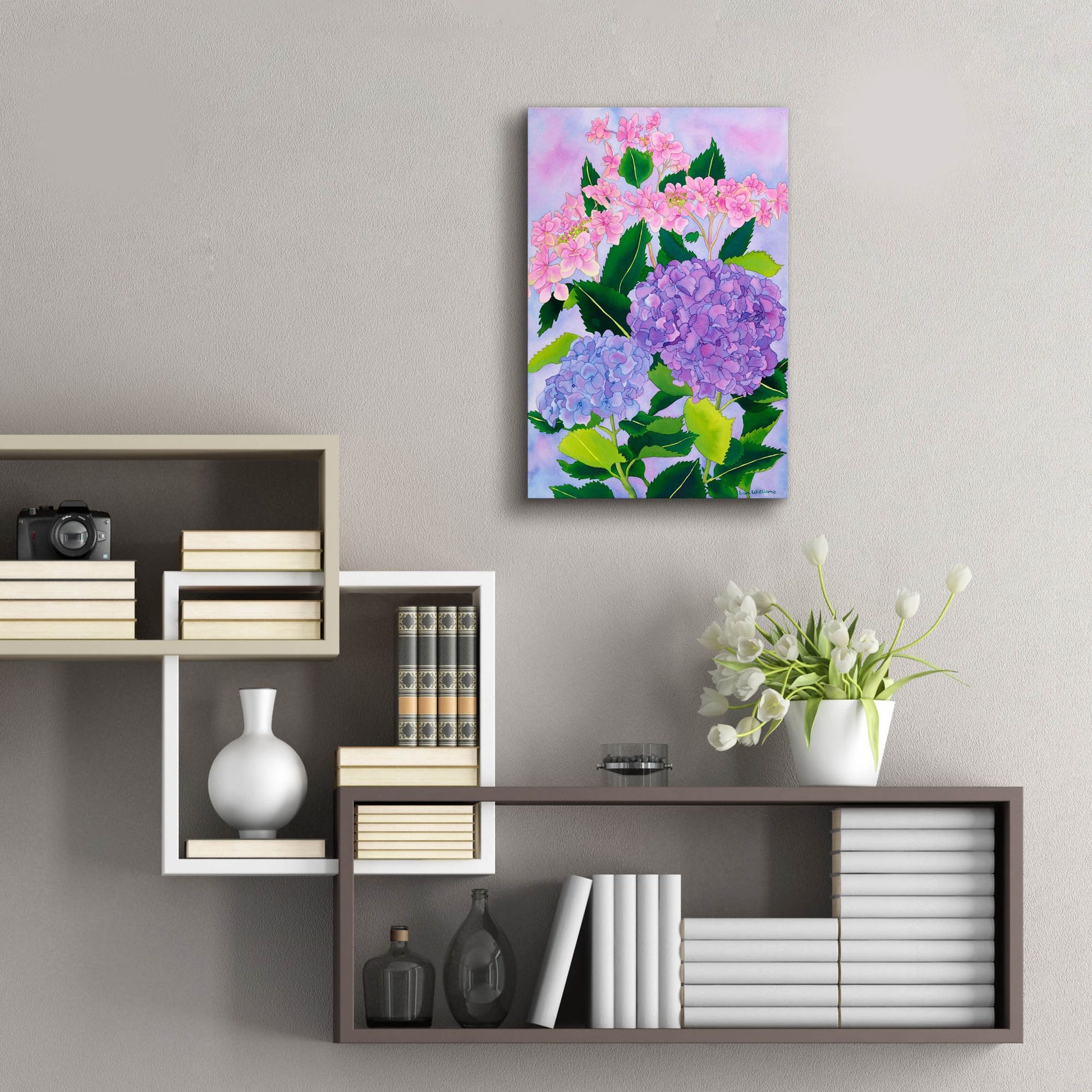 Epic Art 'Hydrangea Wonder' by Carissa Luminess, Acrylic Glass Wall Art,16x24