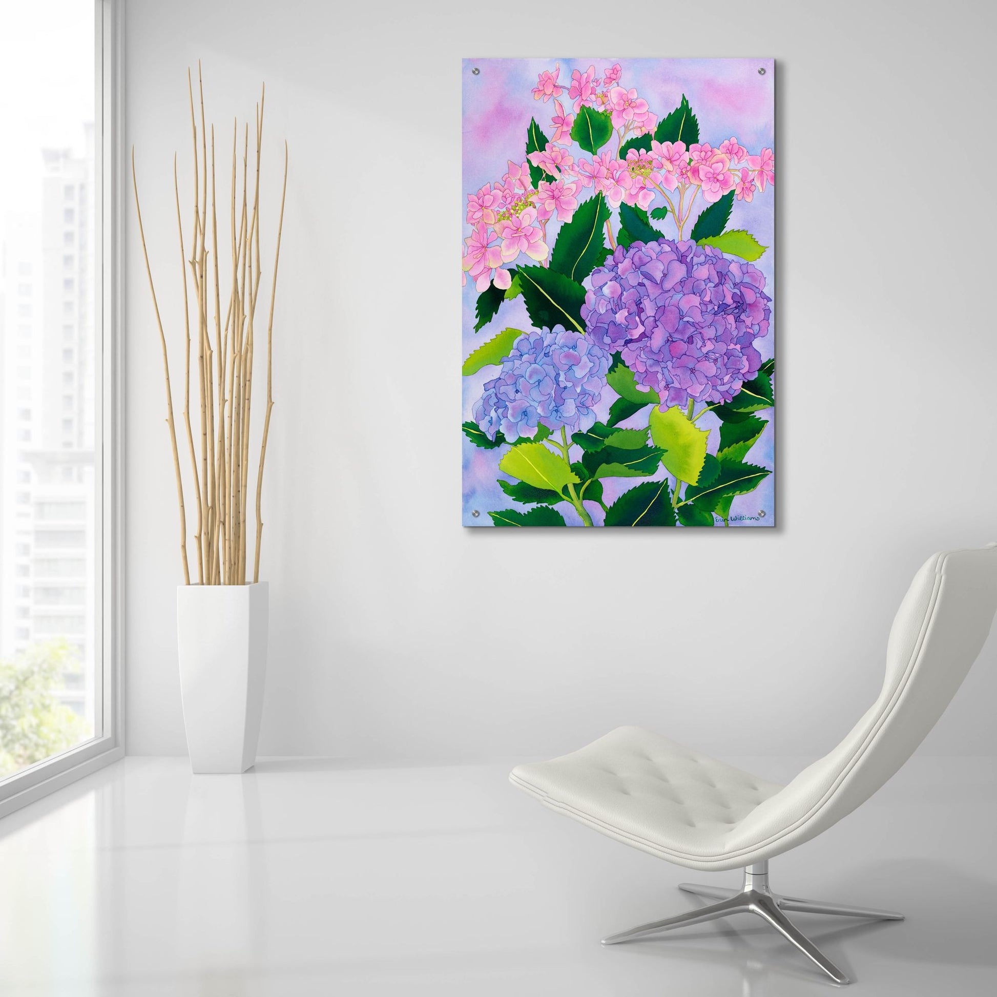 Epic Art 'Hydrangea Wonder' by Carissa Luminess, Acrylic Glass Wall Art,24x36