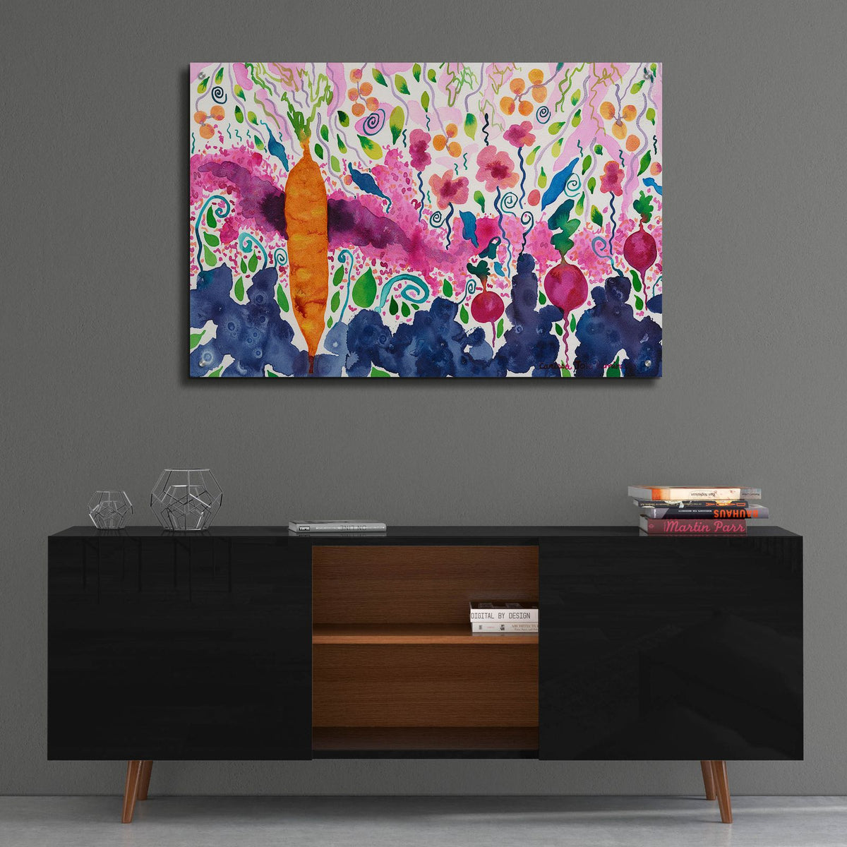 Ode to a Carrot by Carissa Luminess - 36x24 acrylic wall art in a room