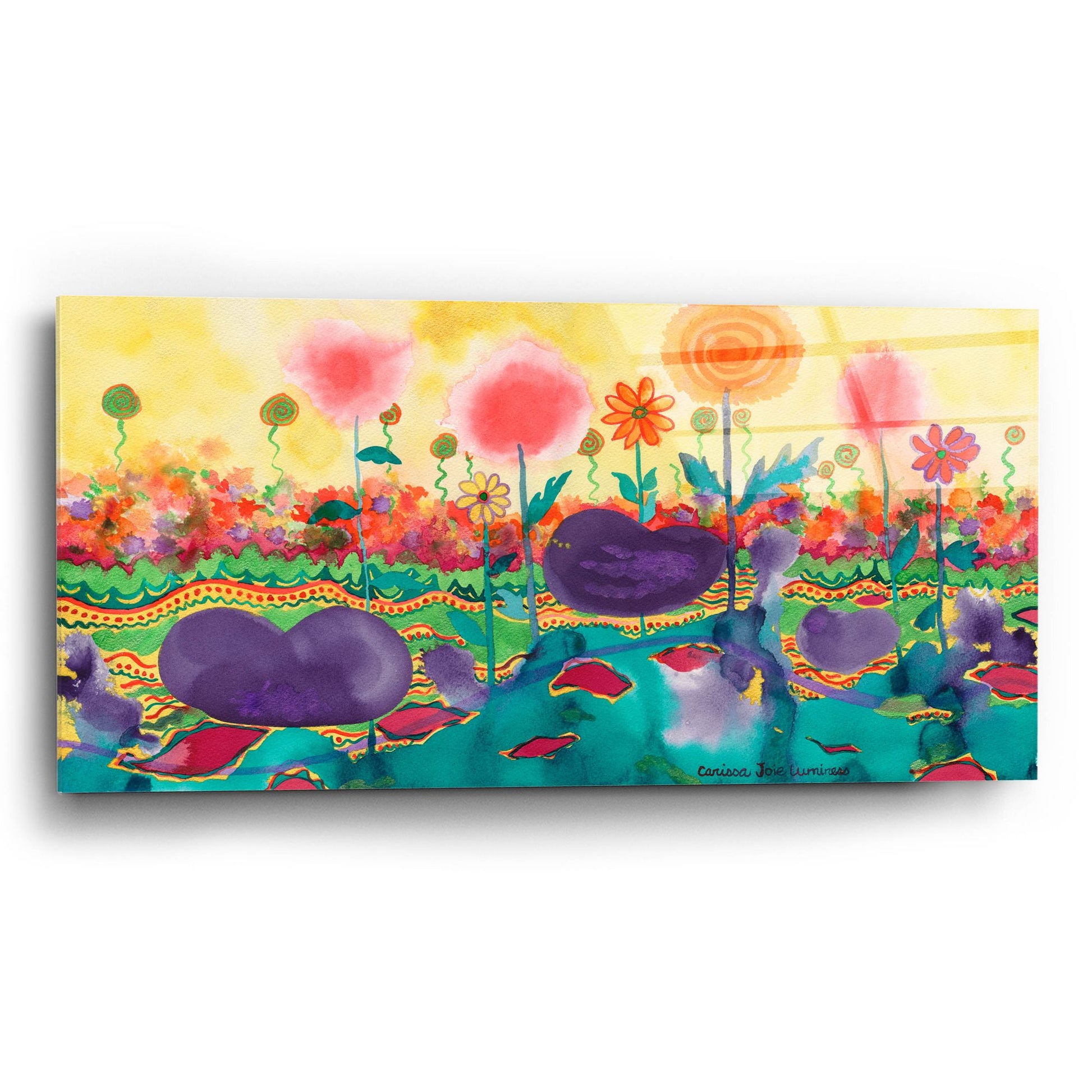 Epic Art 'The Field' by Carissa Luminess, Acrylic Glass Wall Art,24x12