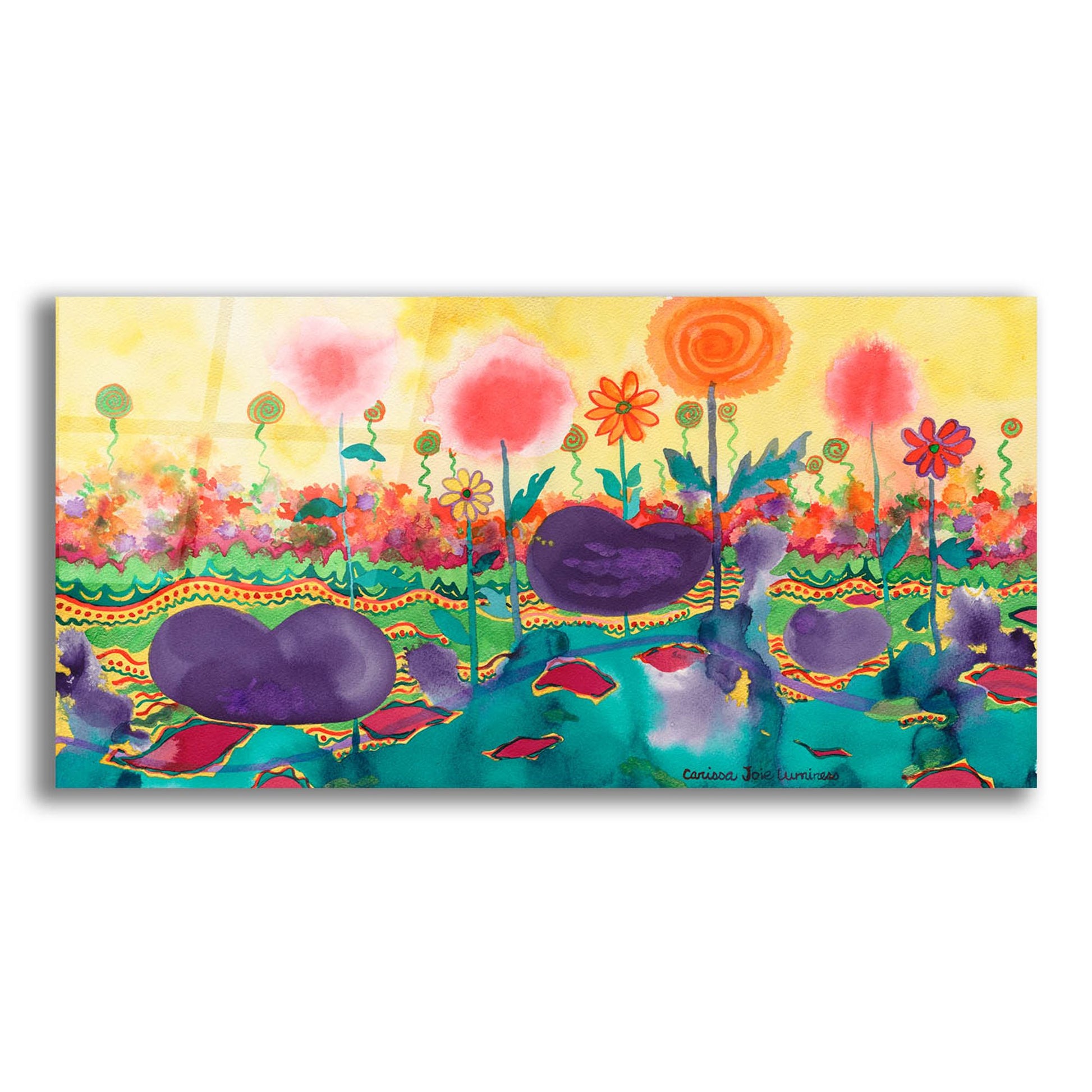 Epic Art 'The Field' by Carissa Luminess, Acrylic Glass Wall Art,24x12