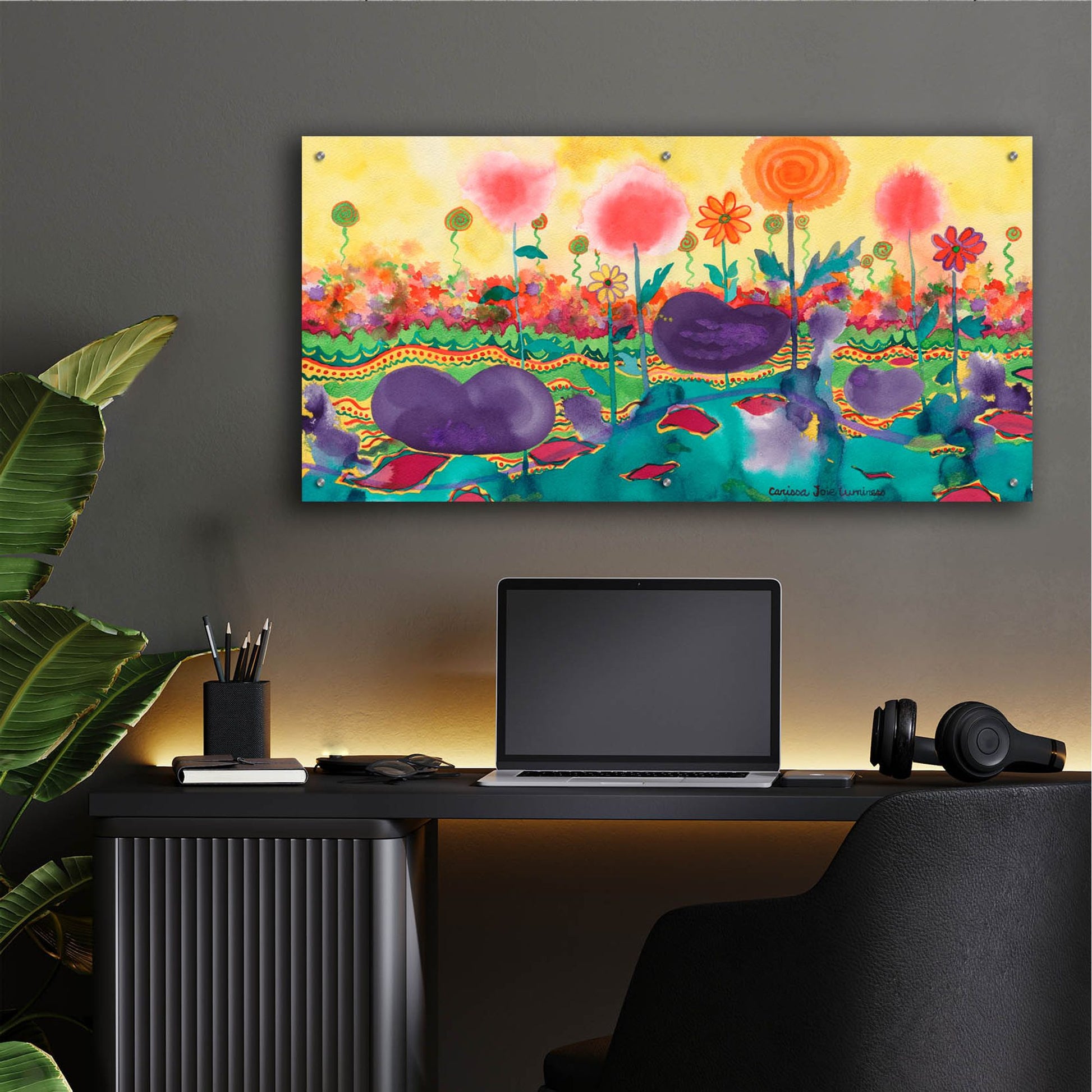 Epic Art 'The Field' by Carissa Luminess, Acrylic Glass Wall Art,48x24