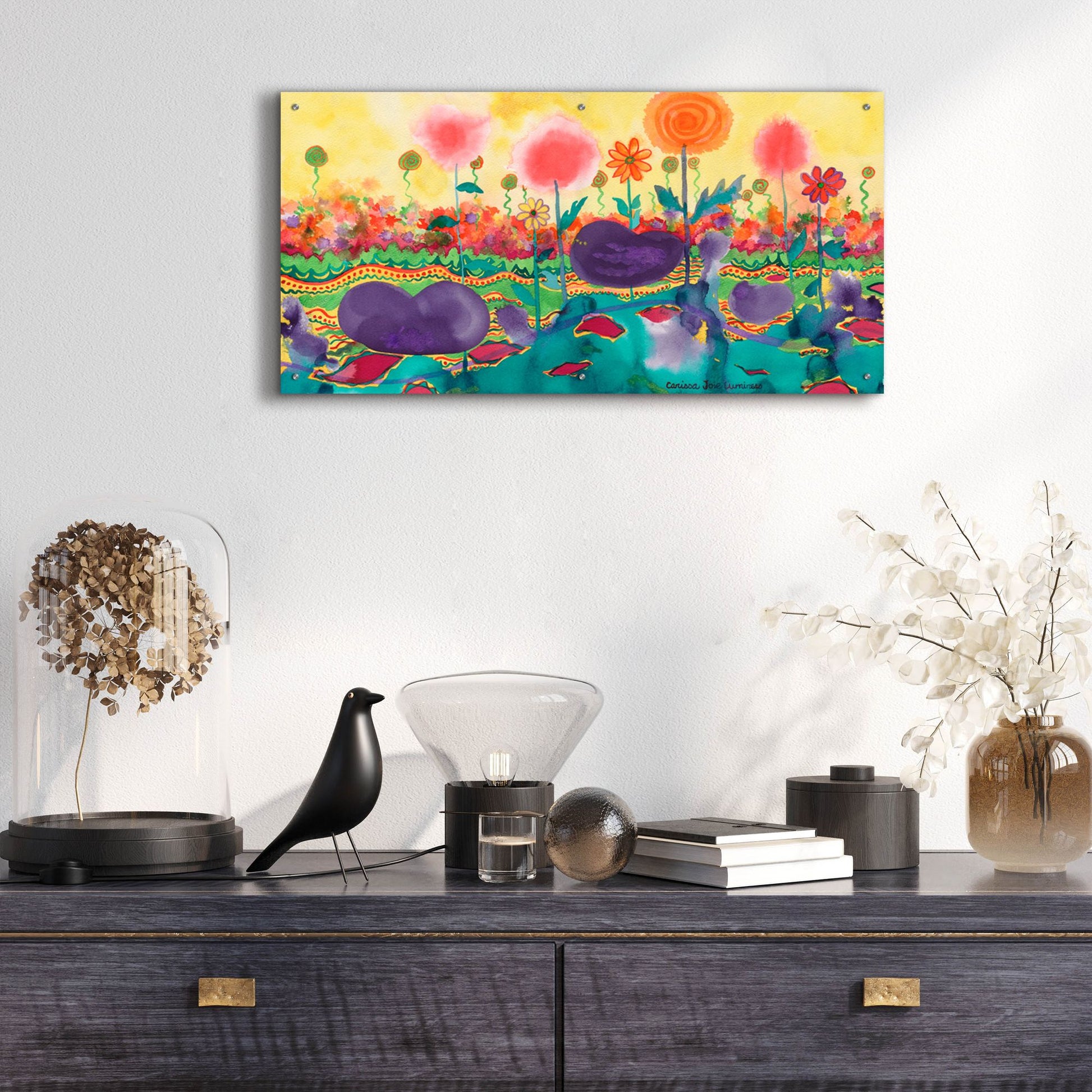 Epic Art 'The Field' by Carissa Luminess, Acrylic Glass Wall Art,48x24