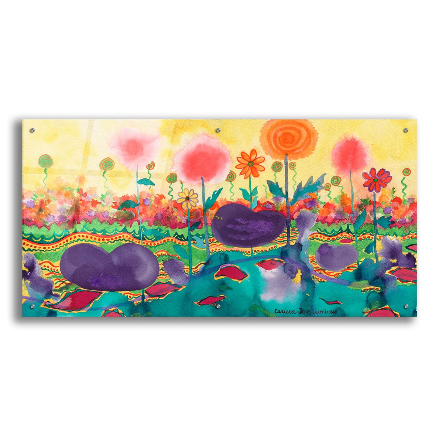 Epic Art 'The Field' by Carissa Luminess, Acrylic Glass Wall Art,48x24