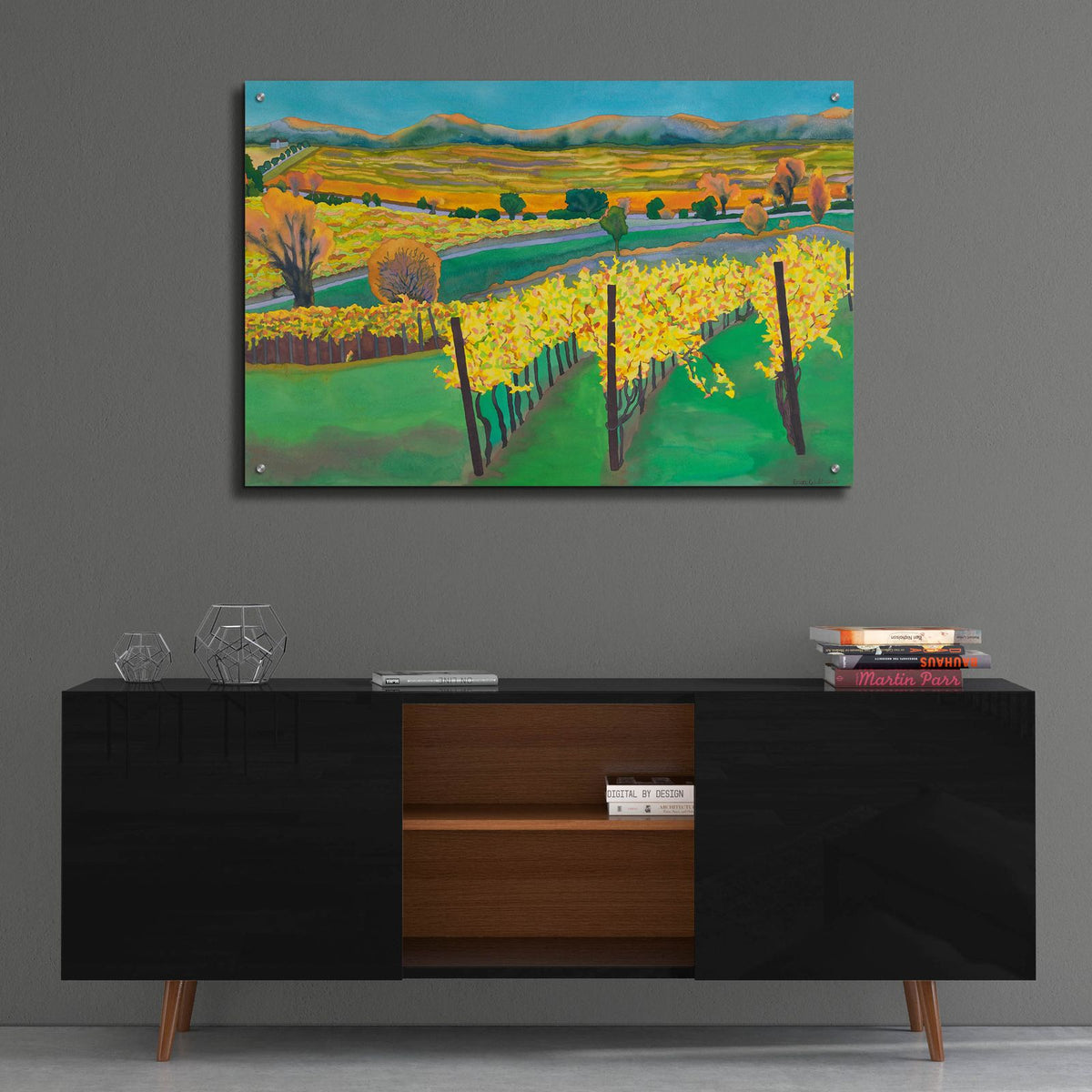 Autumn Vineyard by Carissa Luminess - 36x24 acrylic wall art in a room
