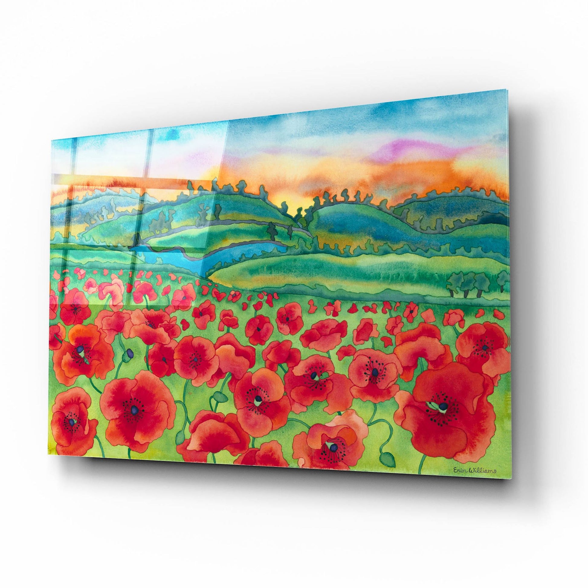 Epic Art 'Magical Poppy Field' by Carissa Luminess, Acrylic Glass Wall Art,16x12