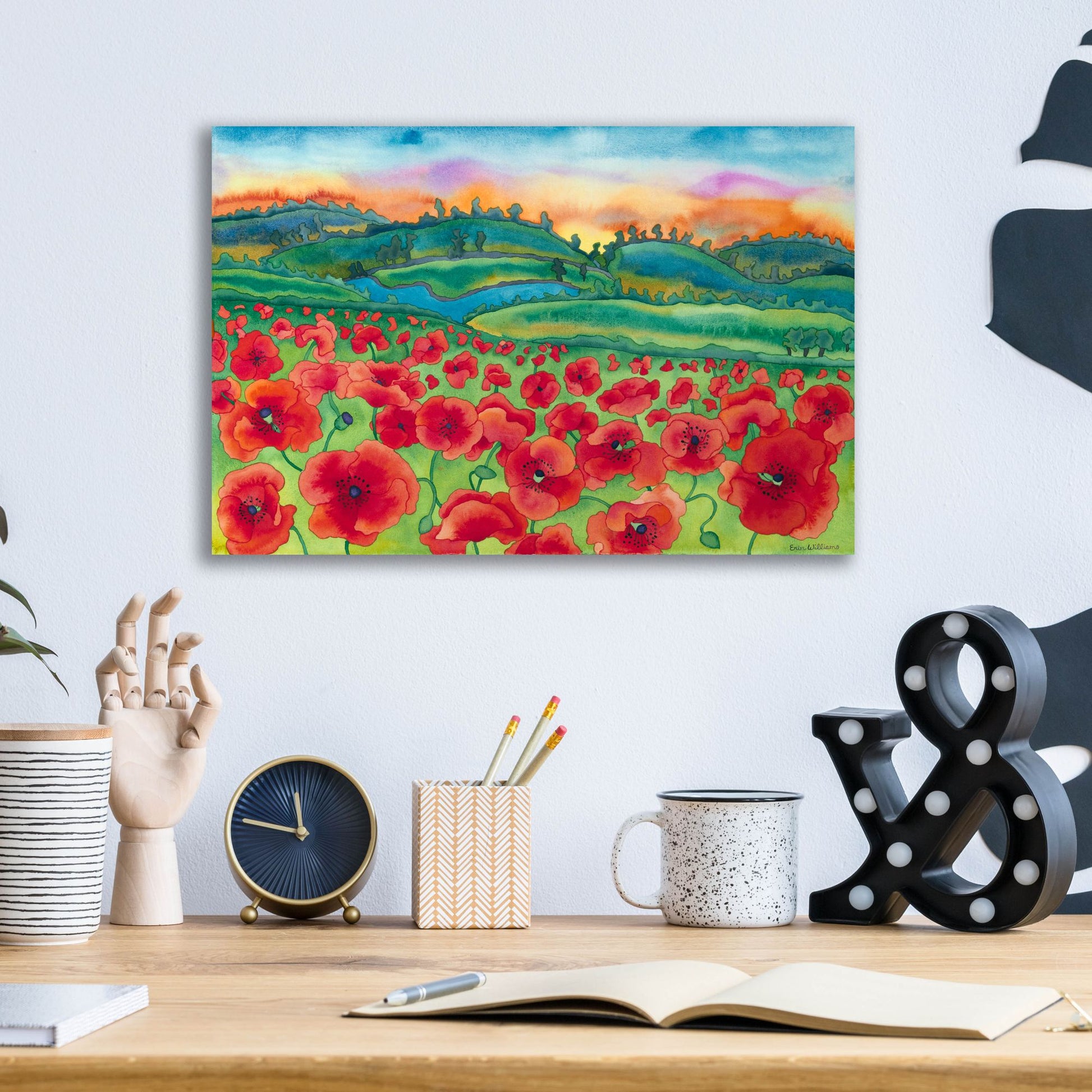 Epic Art 'Magical Poppy Field' by Carissa Luminess, Acrylic Glass Wall Art,16x12