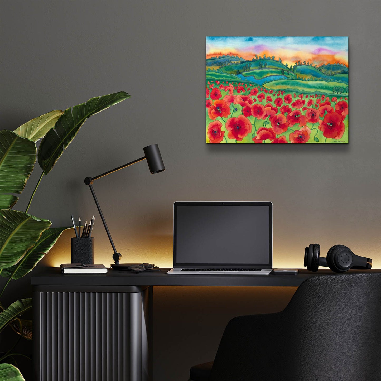 Epic Art 'Magical Poppy Field' by Carissa Luminess, Acrylic Glass Wall Art,16x12