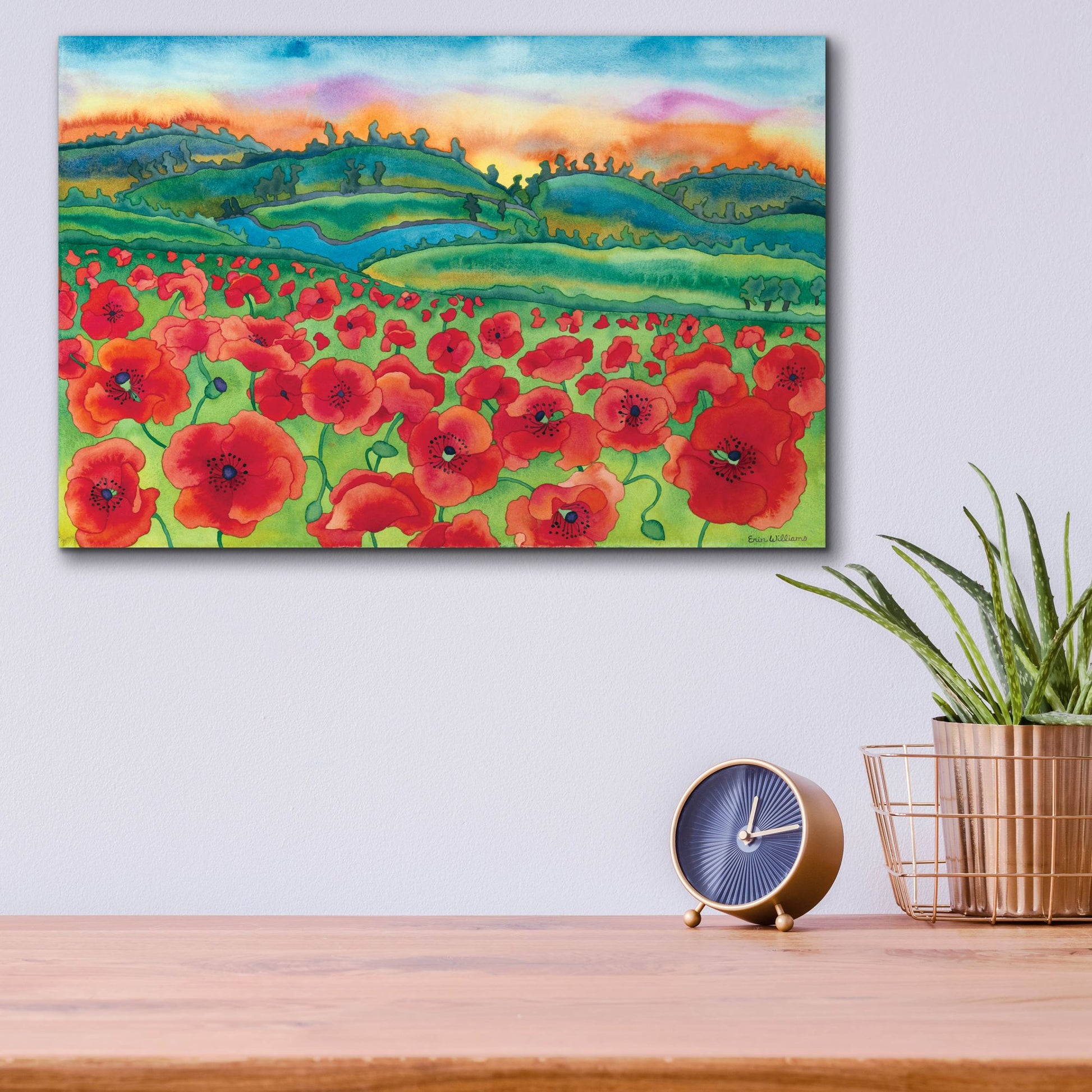 Epic Art 'Magical Poppy Field' by Carissa Luminess, Acrylic Glass Wall Art,16x12