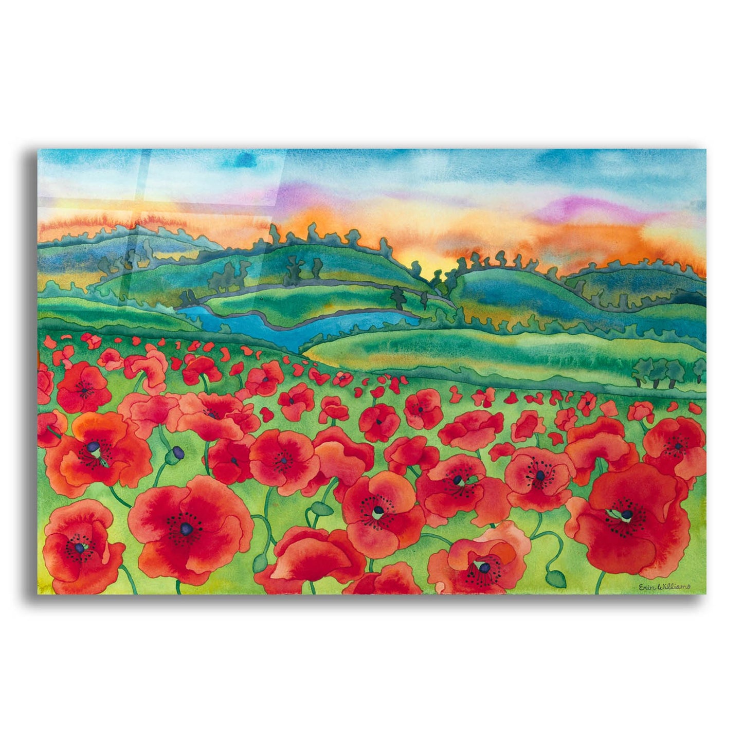 Epic Art 'Magical Poppy Field' by Carissa Luminess, Acrylic Glass Wall Art,16x12