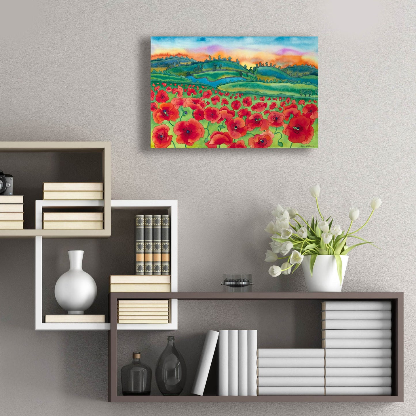 Epic Art 'Magical Poppy Field' by Carissa Luminess, Acrylic Glass Wall Art,24x16