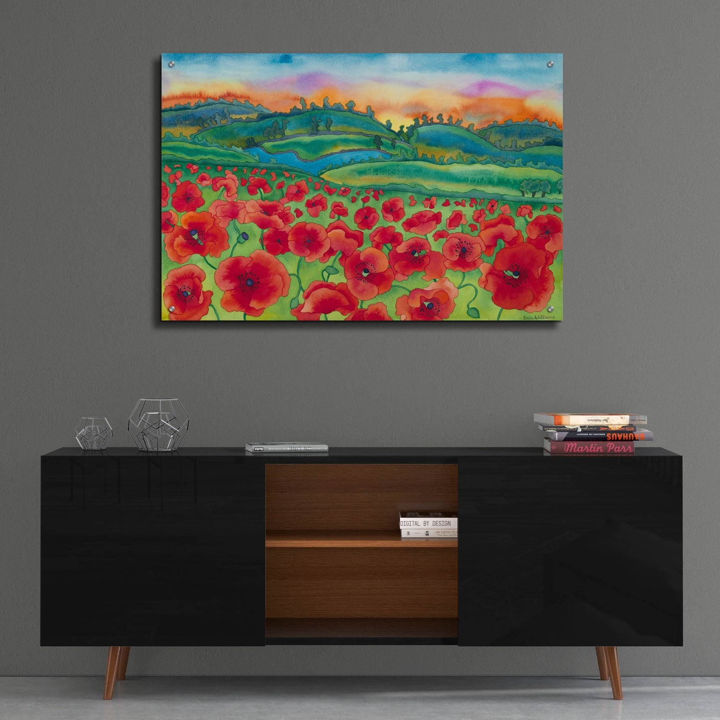 Epic Art 'Magical Poppy Field' by Carissa Luminess, Acrylic Glass Wall Art,36x24