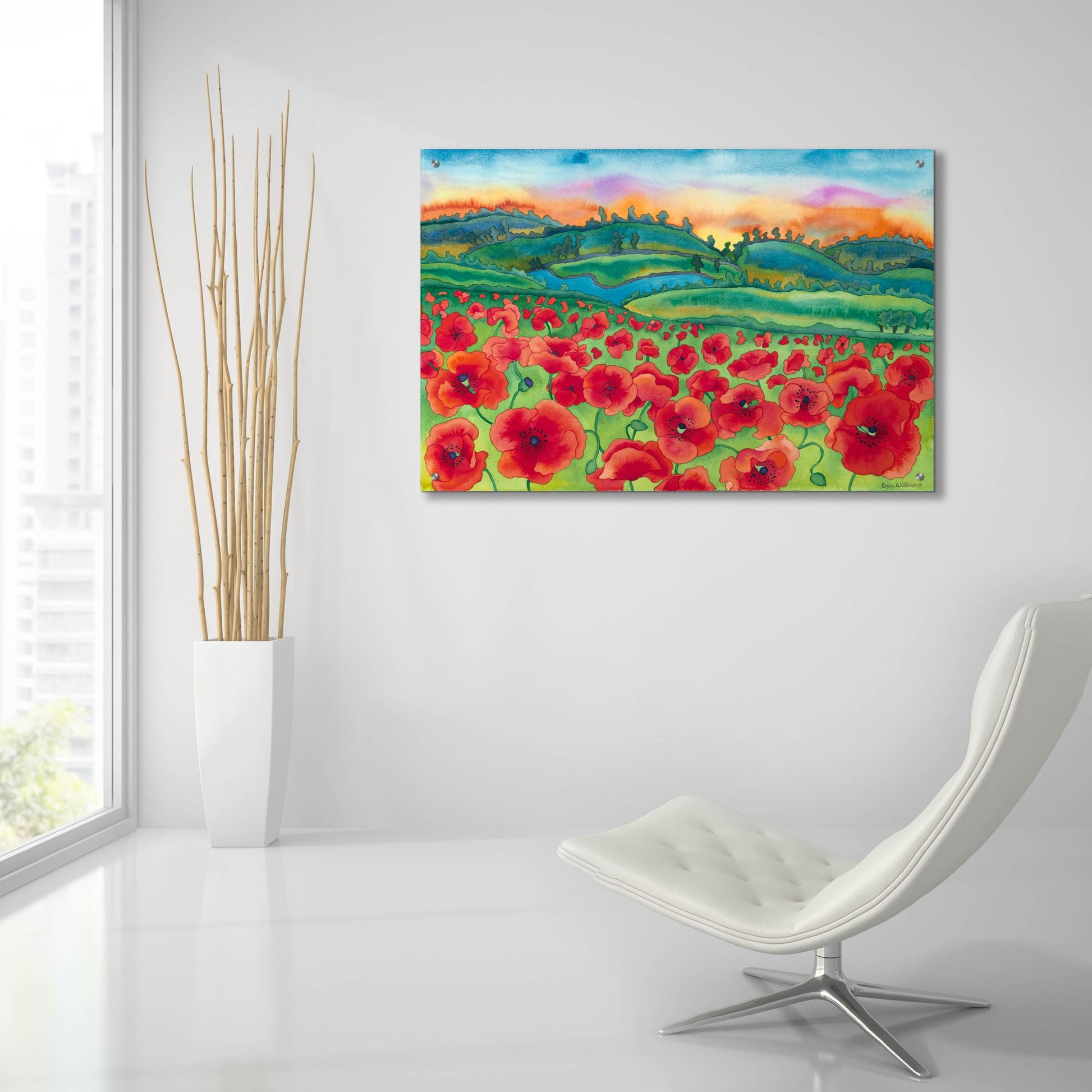 Epic Art 'Magical Poppy Field' by Carissa Luminess, Acrylic Glass Wall Art,36x24