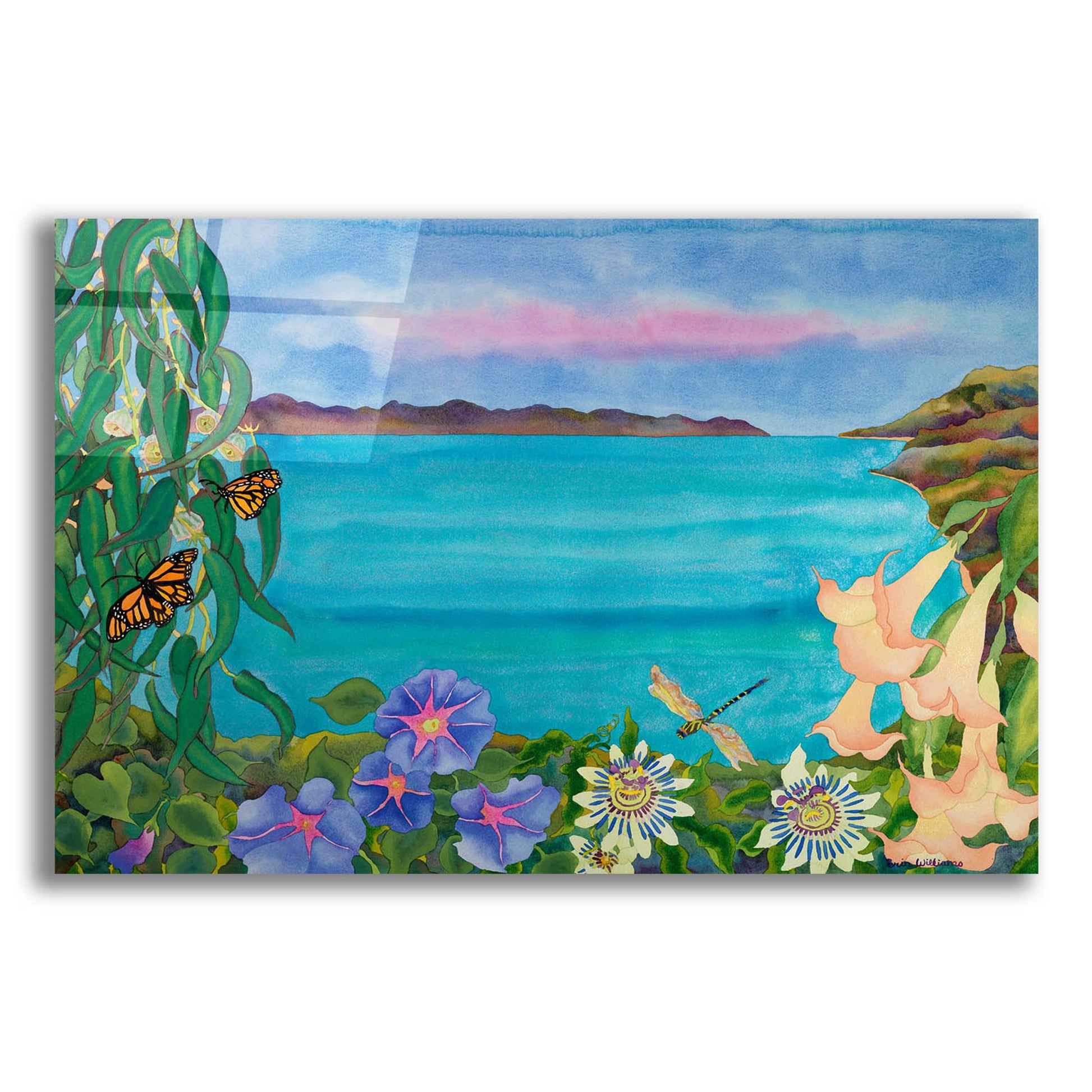 Epic Art 'Merrie?s Seascape' by Carissa Luminess, Acrylic Glass Wall Art,16x12